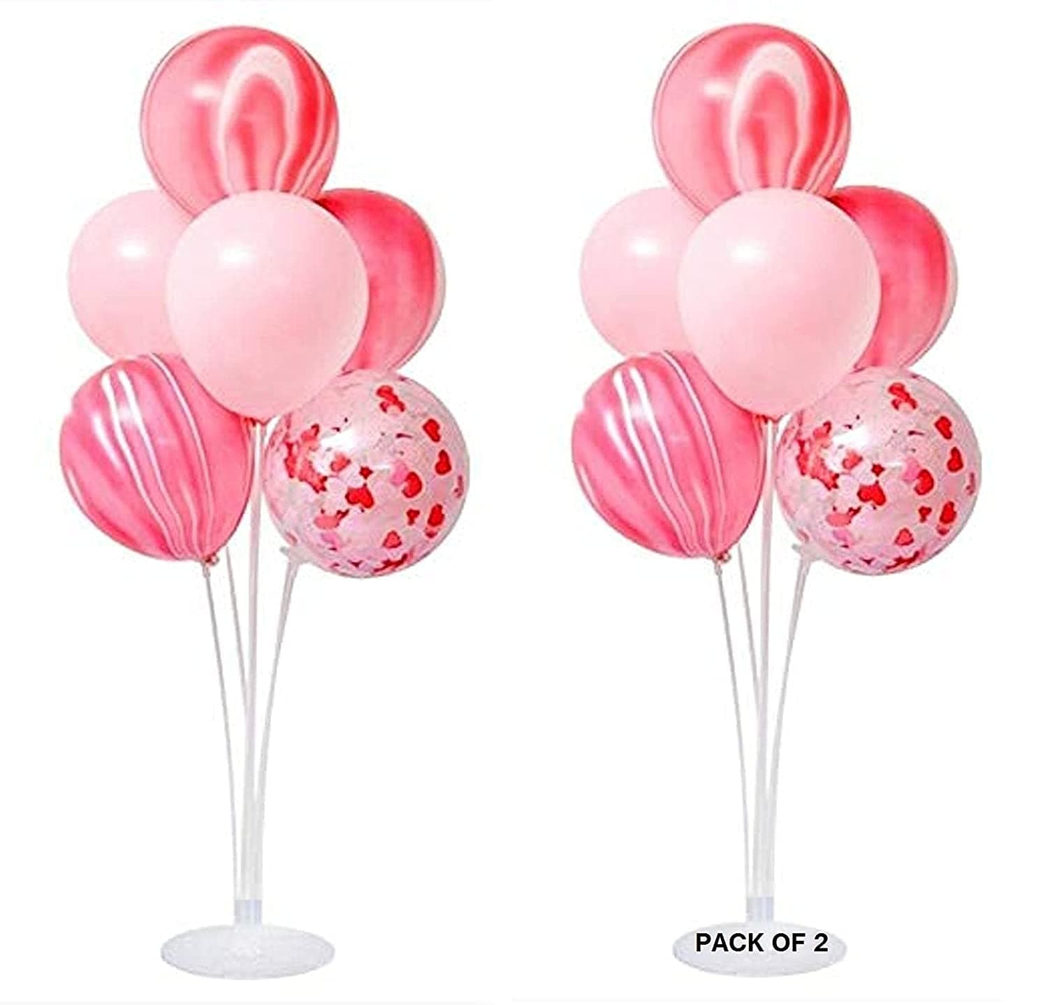 Balloonistics Table Balloon Stand Kit – Clear Desktop Balloon Holders with 14 Sticks, 14 Cups & 2 Bases – Helium-Free Reusable Centrepiece for Birthday, Wedding & Party Decoration (Pack of 2) thumbnail 1