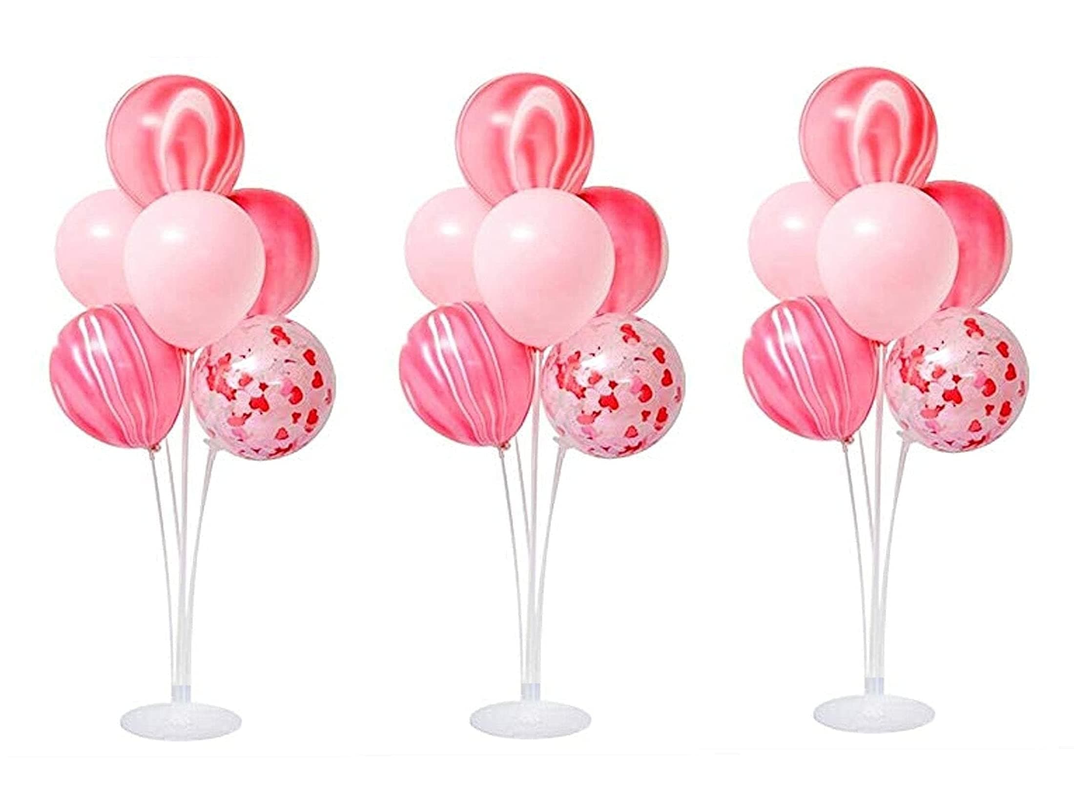 Balloonistics Table Balloon Stand Kit – Clear Desktop Balloon Holders with 21 Sticks, 21 Cups & 3 Bases – Helium-Free Reusable Centrepiece for Birthday, Wedding & Party Decoration (Pack of 3) thumbnail 1