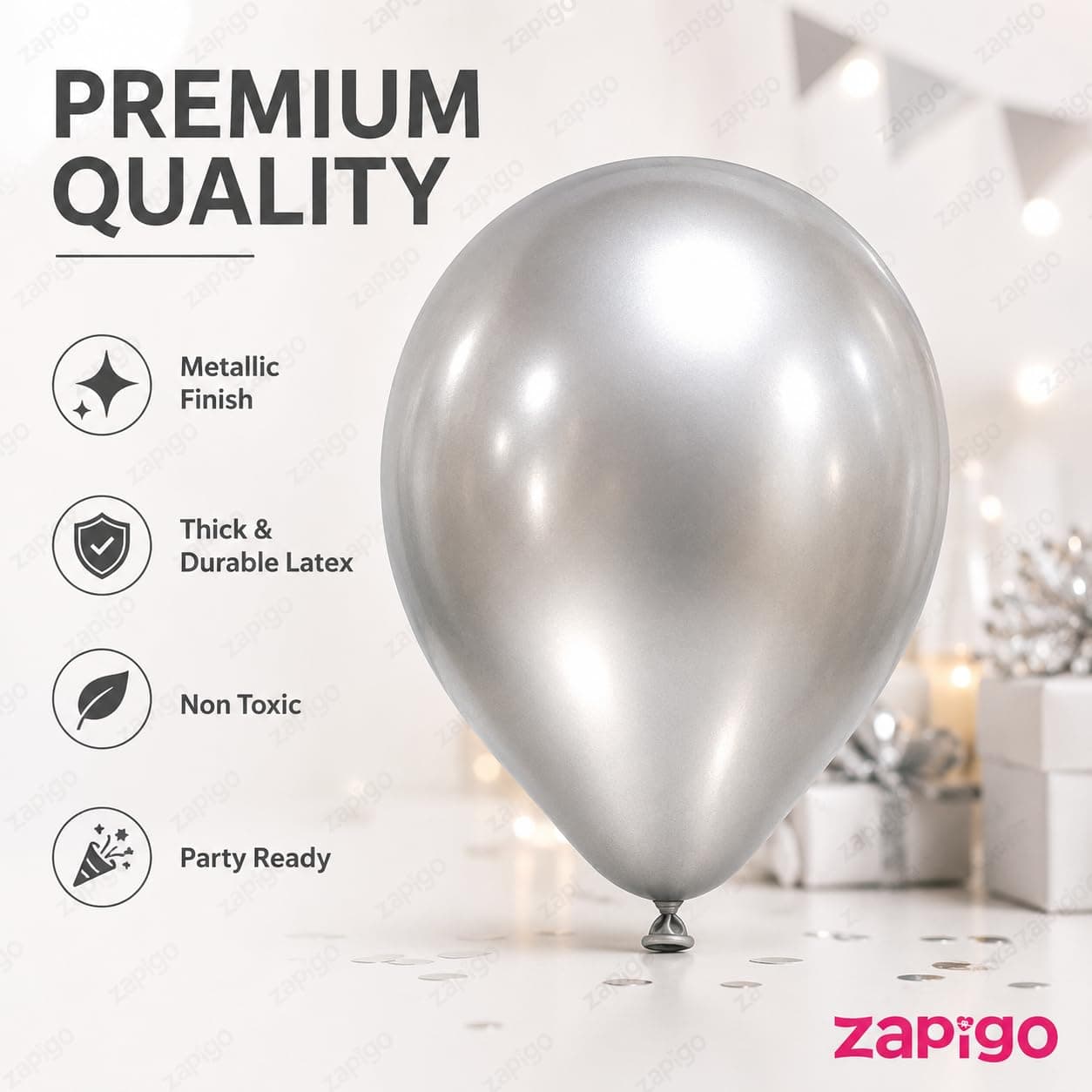 Balloonistics 25-Pack Metallic Pearl Finish Silver Latex Balloons – Shiny Chrome Silver Balloons for Wedding, Anniversary, New Year’s & Elegant Party Decoration thumbnail 2