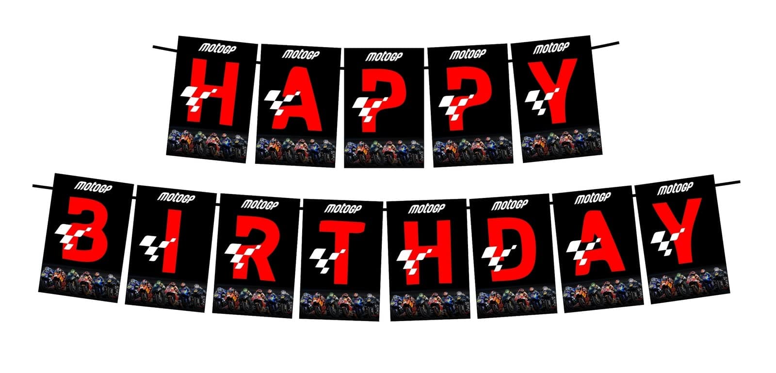Balloonistics MotoGP Theme Happy Birthday Banner - Grand Prix Racing & Sportbike Cardstock Bunting for Motorbike Fans - Two-Wheel Racing Party Decorations, Podium Finish Backdrop thumbnail 1