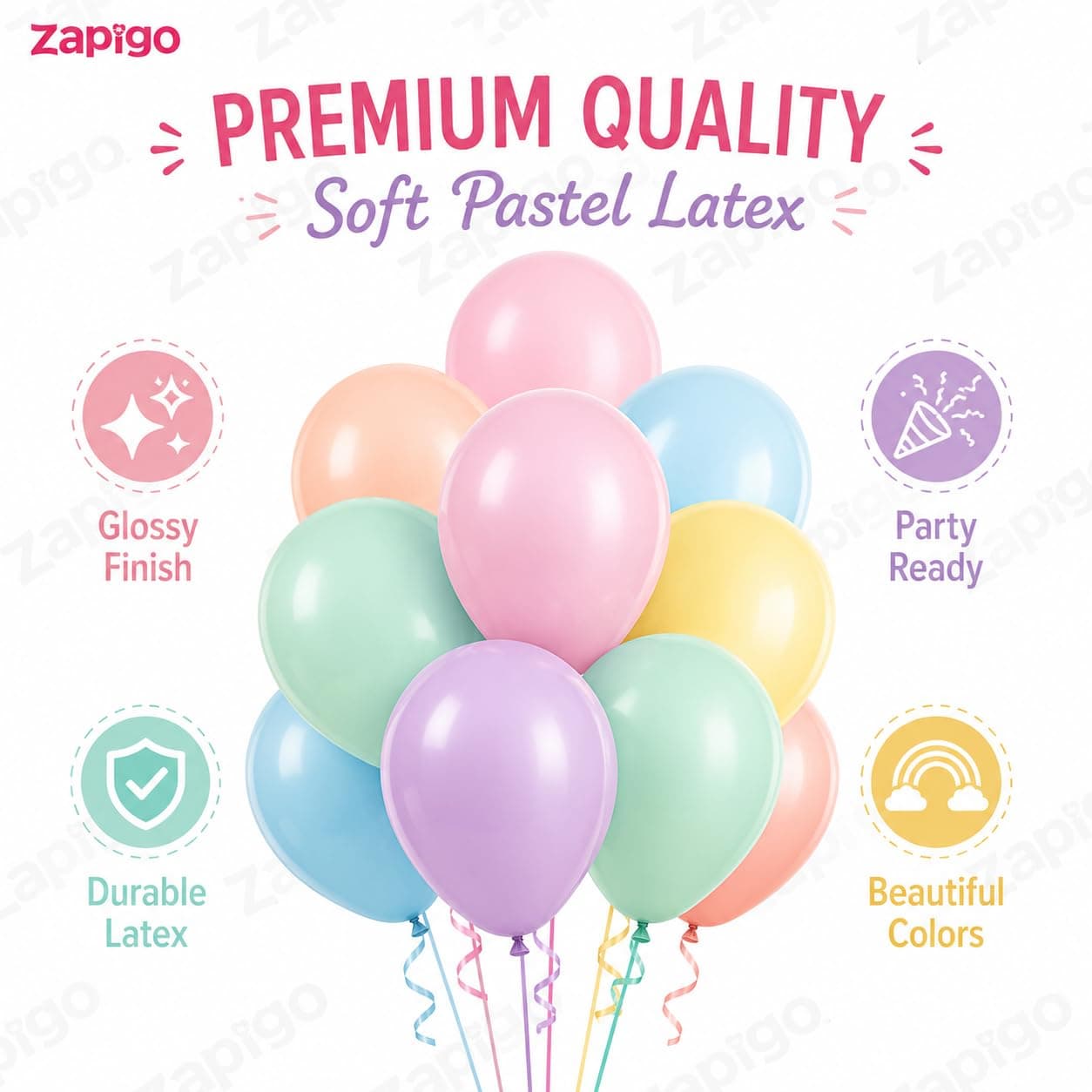 Balloonistics 50-Pack Multicolour Pastel Latex Balloons – Soft Matte Assorted Balloons for Baby Shower, Birthday, Boho & Dreamy Party Decoration thumbnail 2