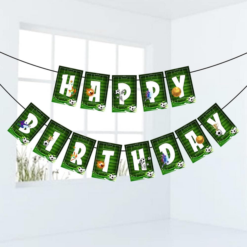 Balloonistics Football Theme Happy Birthday Banner – Sports Soccer Theme Birthday Party Banner for Boys Football Birthday Party Decorations (Pack of 1) thumbnail 1