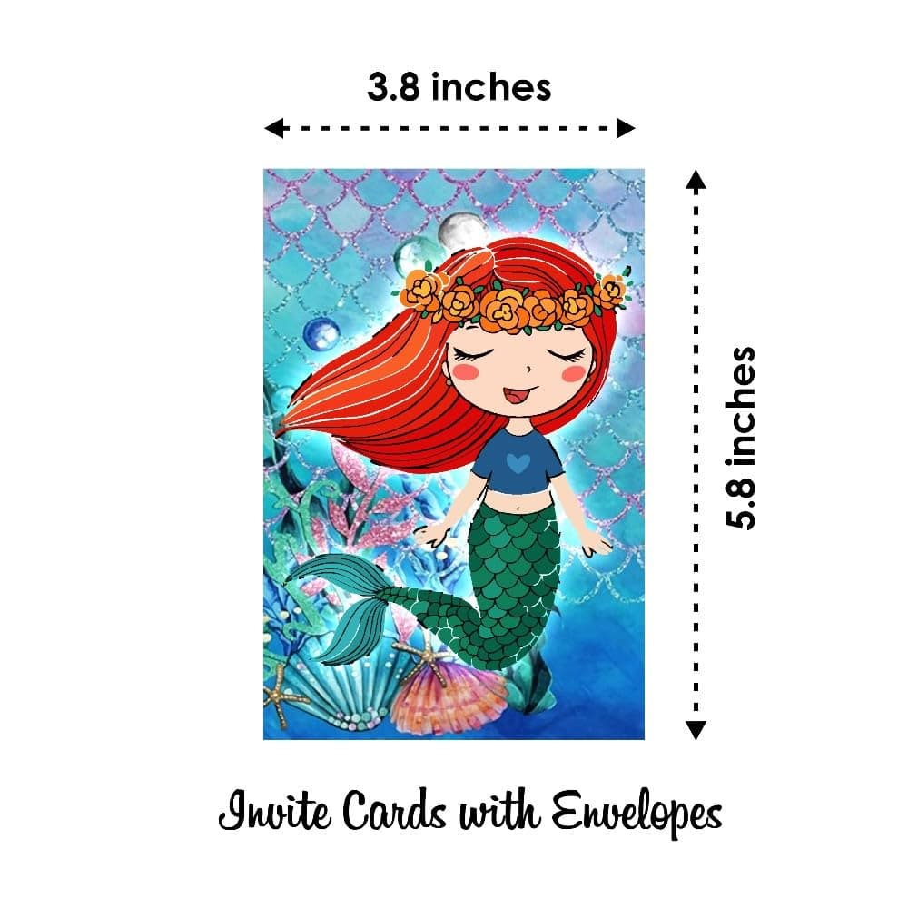 Balloonistics Underwater Mermaid Birthday Invitation Cards with Envelopes – Kids Birthday Party Invites for Boys & Girls Mermaid Theme Party – Pack of 10 thumbnail 6