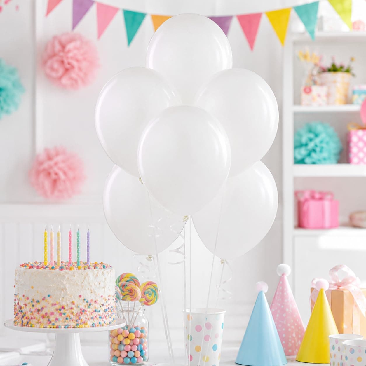 Balloonistics 25-Pack Metallic Pearl Finish White Latex Balloons – Shiny Pearlescent White Balloons for Wedding, Baby Shower, Christening & Elegant Party Decoration thumbnail 1