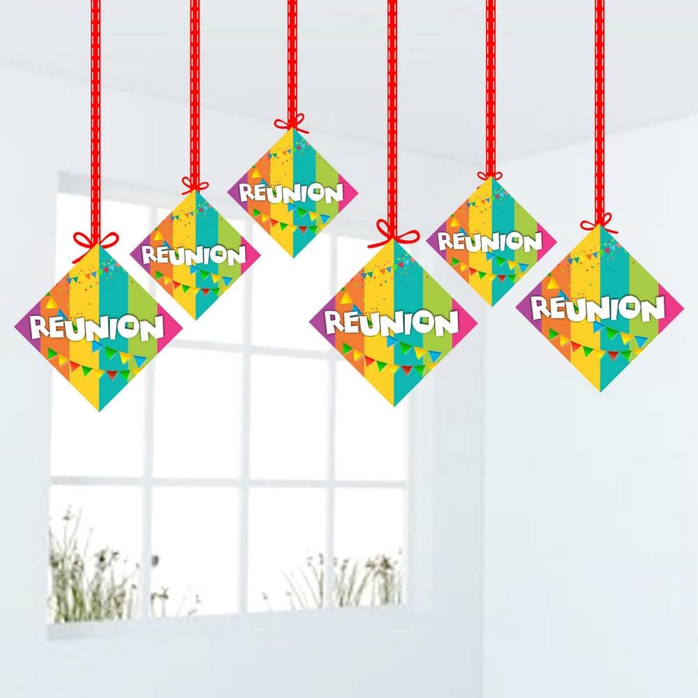 Balloonistics Reunion Theme Hanging Decorations - Pack of 12 Double-Sided Cardstock Swirls - Family Reunion, School Class & Friends Get-Together Party Supplies - Includes Ribbons, "Memories & Milestones" Backdrop (Hangings - Pack of 12) thumbnail 1
