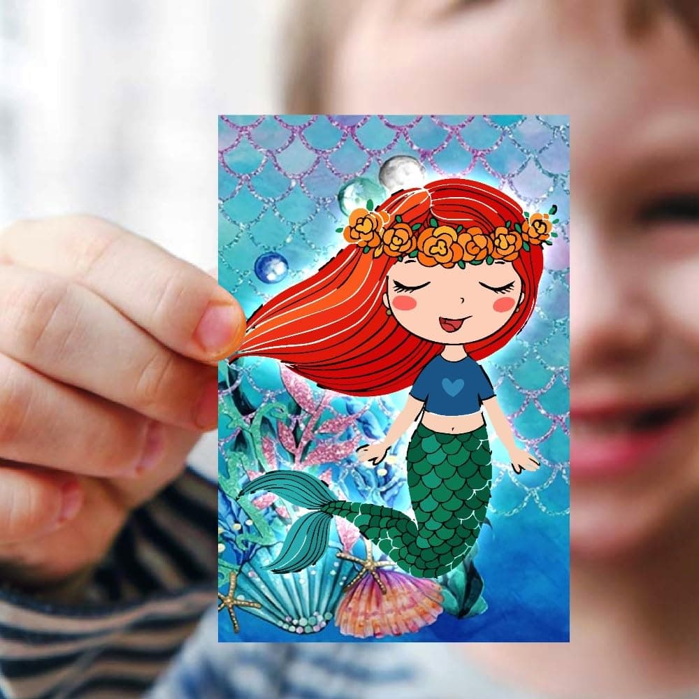 Balloonistics Mermaid Birthday Invitation Cards Double-Sided Premium Cardstock Invitations Under the Sea Theme Party Supplies (Invite Cards - Pack of 10) thumbnail 2