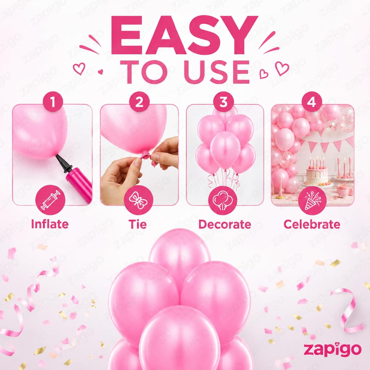 Balloonistics 50-Pack Pastel Pink Latex Balloons – Soft Glossy Finish Balloons for Girls Birthday, Baby Shower, Bridal Shower & Pink Party Decoration thumbnail 7