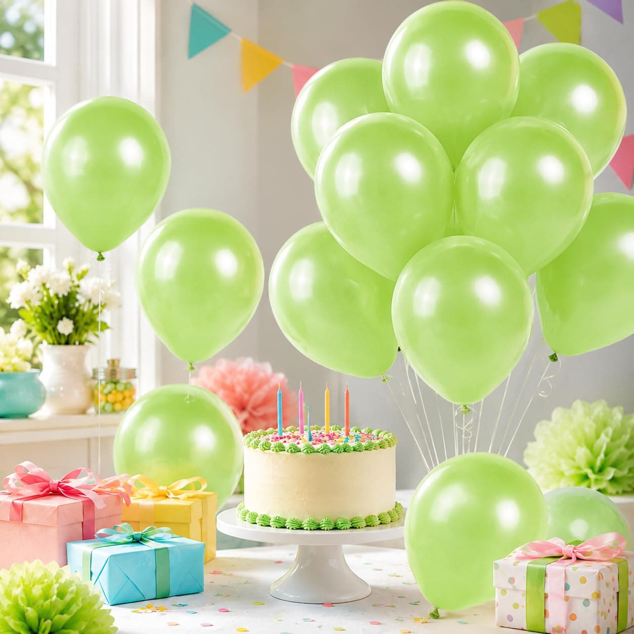 Balloonistics 10 Inch (Pack Of 50) Balloons for Decoration, Decoration for Weddings, Engagement, Baby Shower, 1st Birthday, Anniversary Party, Birthday Party supplies (Kiwi Green) thumbnail 1