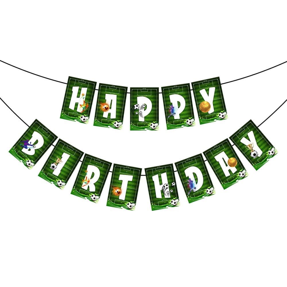 Balloonistics Football Theme Happy Birthday Banner - Premium Cardstock Soccer Stadium Bunting - Bold Sports Backdrop for Boys, Men & Game Day Celebrations - Includes Ribbon (Happy Birthday Banner) thumbnail 2