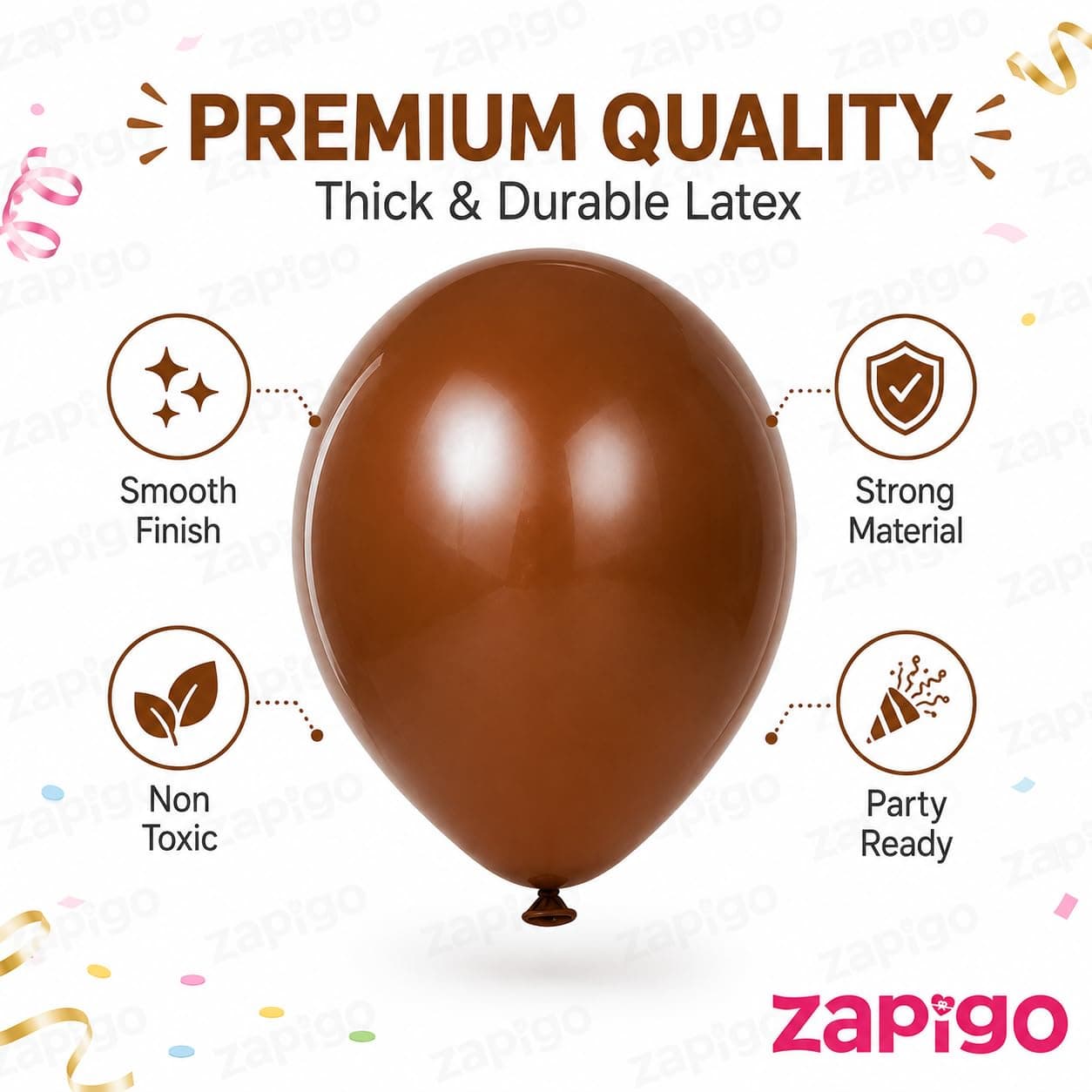 Balloonistics 25-Pack Brown Latex Balloons – Solid Colour Balloons for Chocolate Theme, Safari Party, Autumn & Earthy Celebration Decoration thumbnail 2