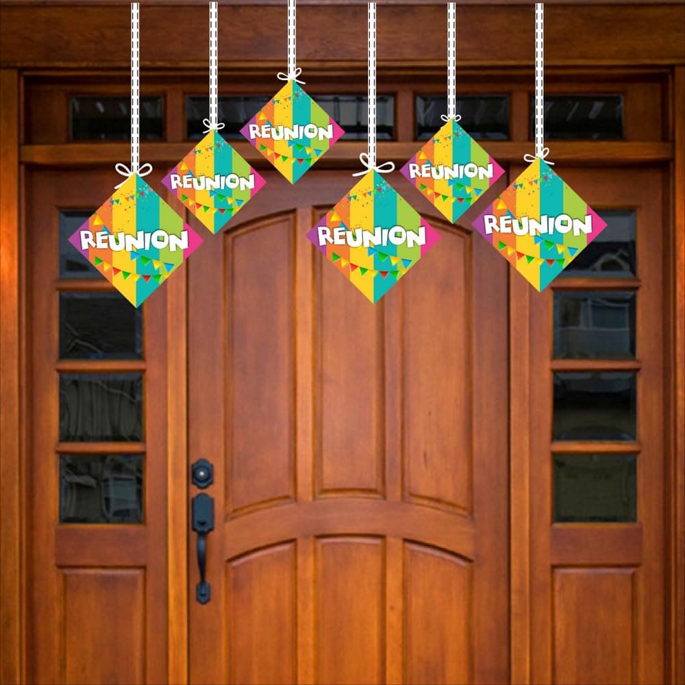 Balloonistics Reunion Theme Hanging Decorations - Pack of 12 Double-Sided Cardstock Swirls - Family Reunion, School Class & Friends Get-Together Party Supplies - Includes Ribbons, "Memories & Milestones" Backdrop (Hangings - Pack of 12) thumbnail 3