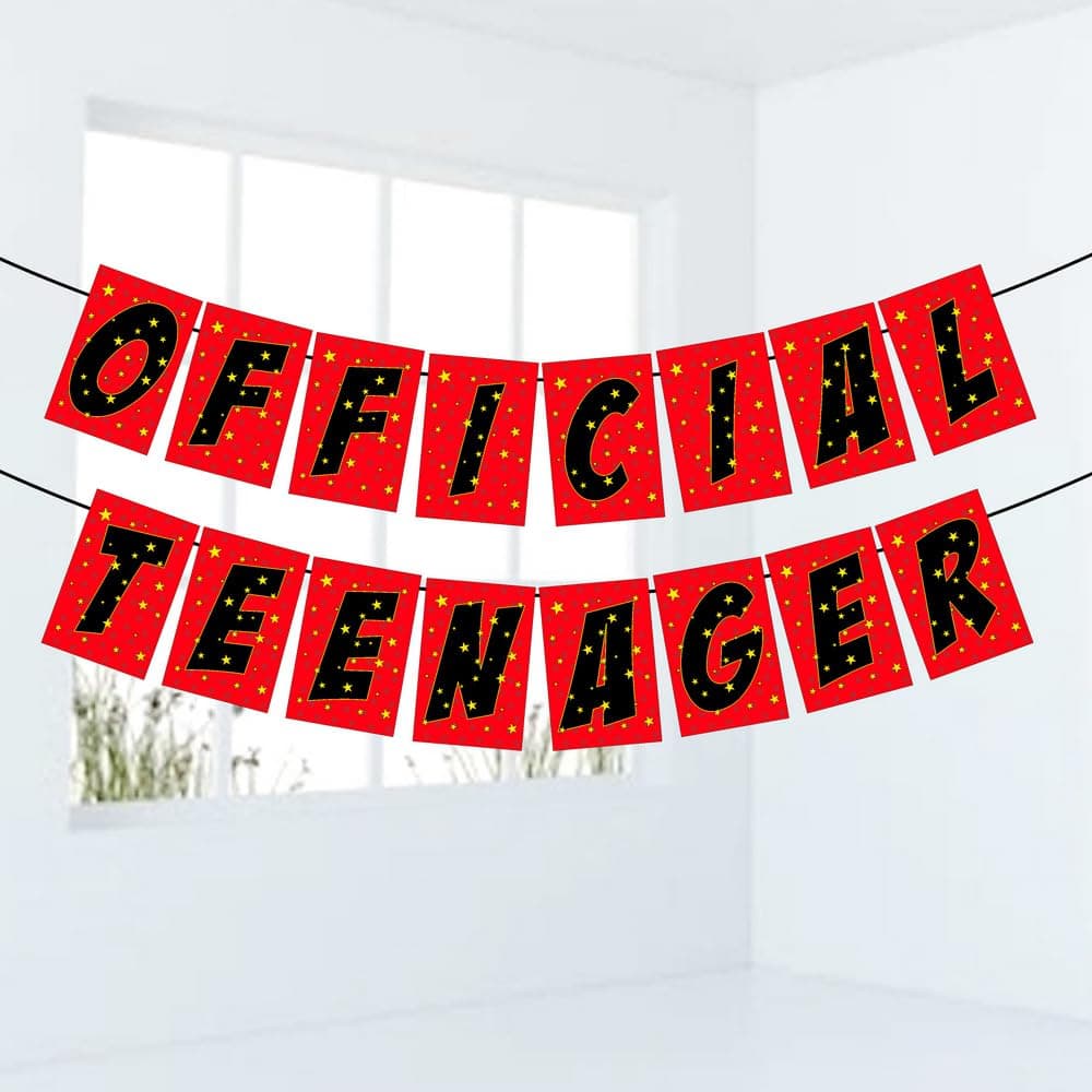 Balloonistics Official Teenager Happy Birthday Banner – Bold Black & Gold Bunting – Premium Cardstock 13th Birthday Party Decorations for Boys & Girls thumbnail 2