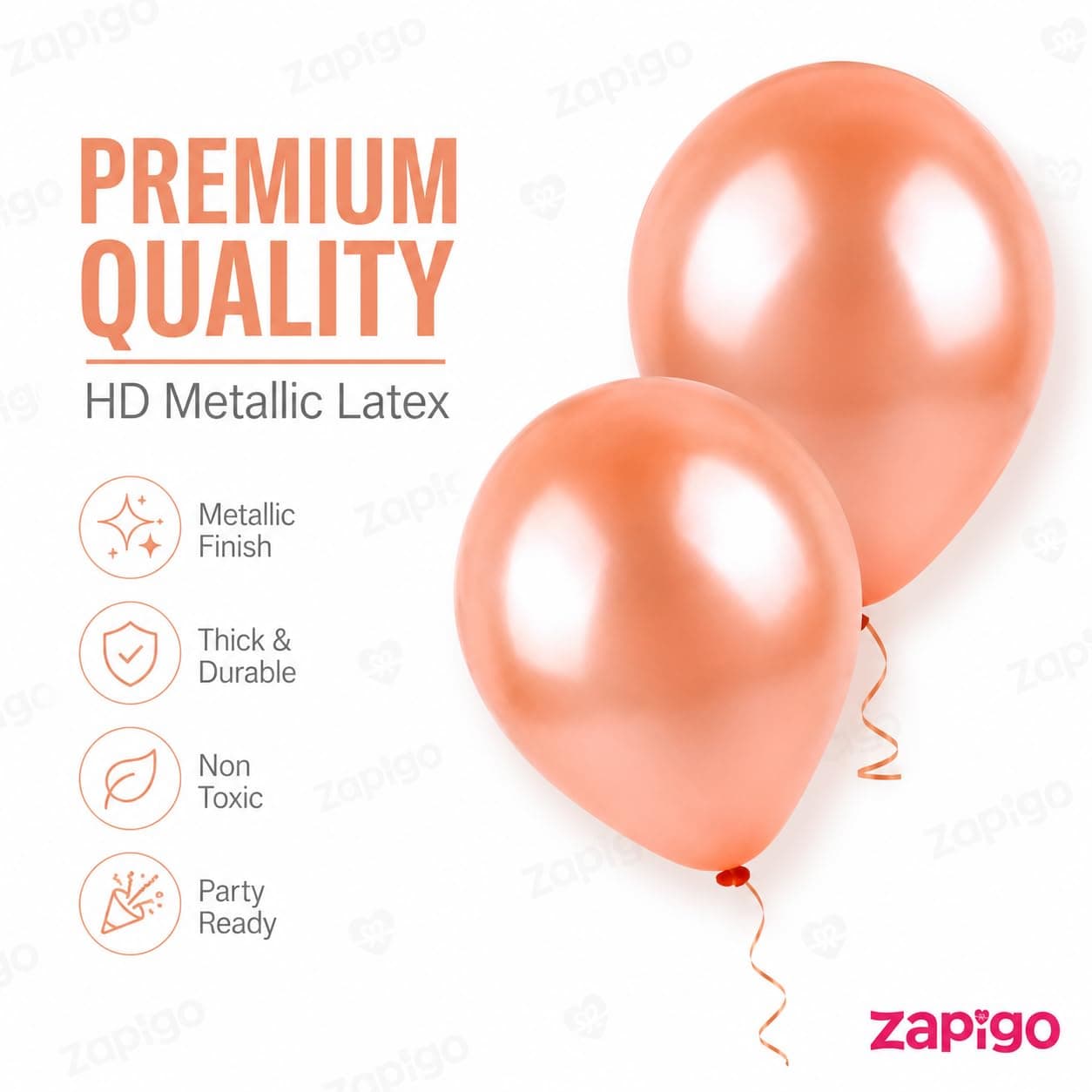 Balloonistics 10 Inch HD Metallic Shiny Balloons for Birthday Decoration, Decoration for Weddings, Engagement, Baby Shower, 1st Birthday, Anniversary, Birthday Party (Pack Of 50) (Peach) thumbnail 2
