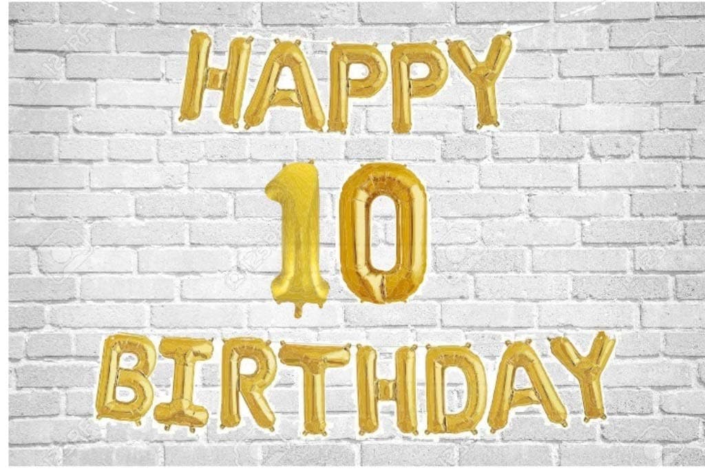 Balloonistics Happy Birthday Letter Golden Foil Balloons and Number Golden Foil Balloon for Party Decoration (Number 10) thumbnail 1