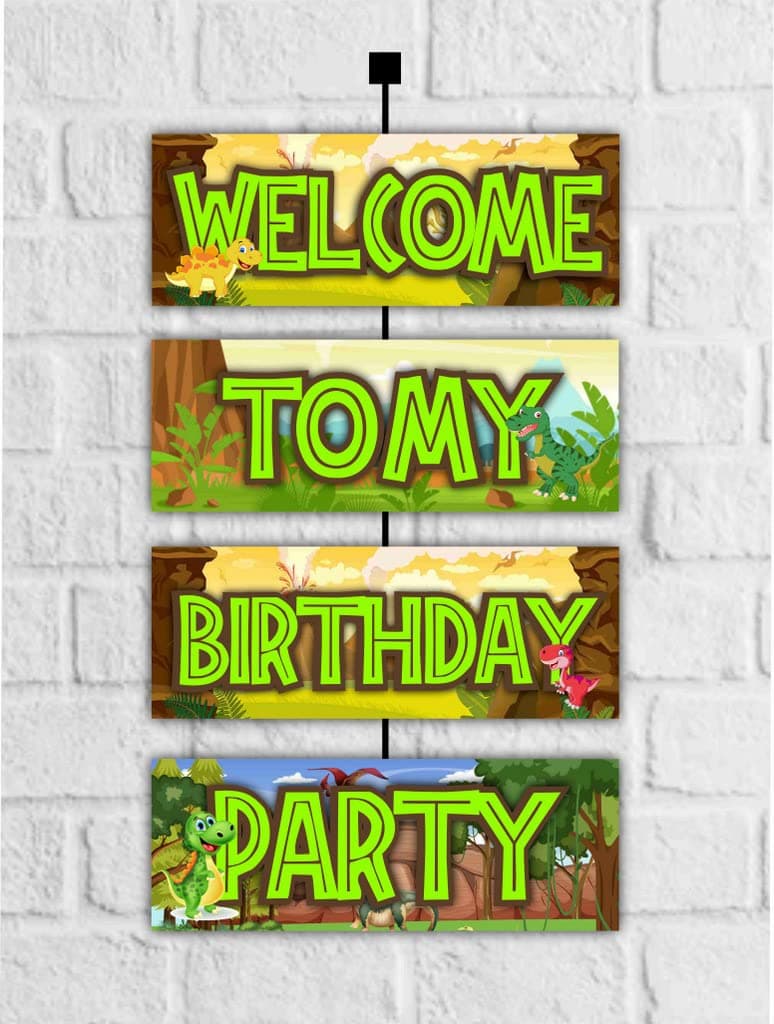 Balloonistics Dinosaur Theme Welcome Board 2.3 Feet Large Premium Cardstock Dino Theme Party Entrance Sign for Outdoor & Indoor Decor Welcome Banner with Ribbon (Welcome Outdoor Board) thumbnail 1