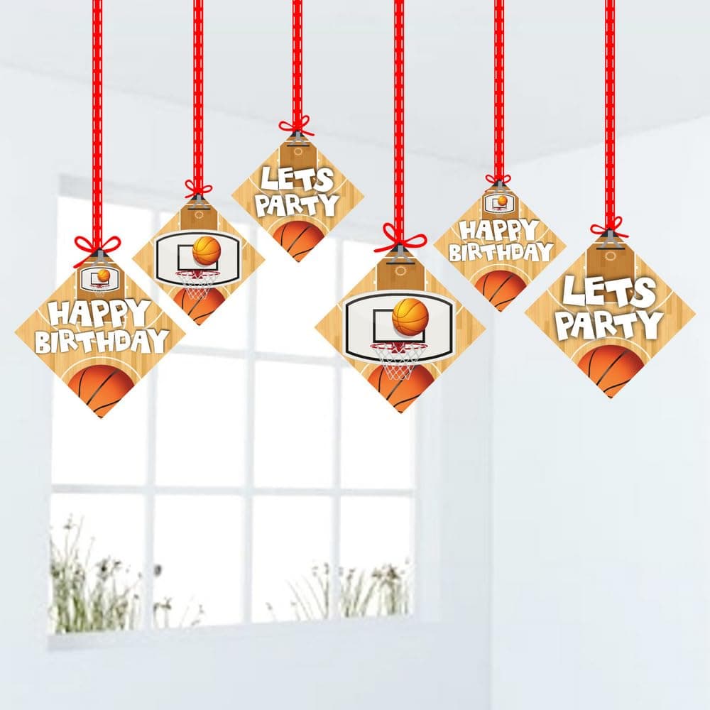 Balloonistics Basketball Theme Birthday Party Hanging Decorations Double-Sided Cardstock Ceiling Swirls Decor with Ribbons Party Supplies for Kids (Hangings - Pack of 12) thumbnail 1