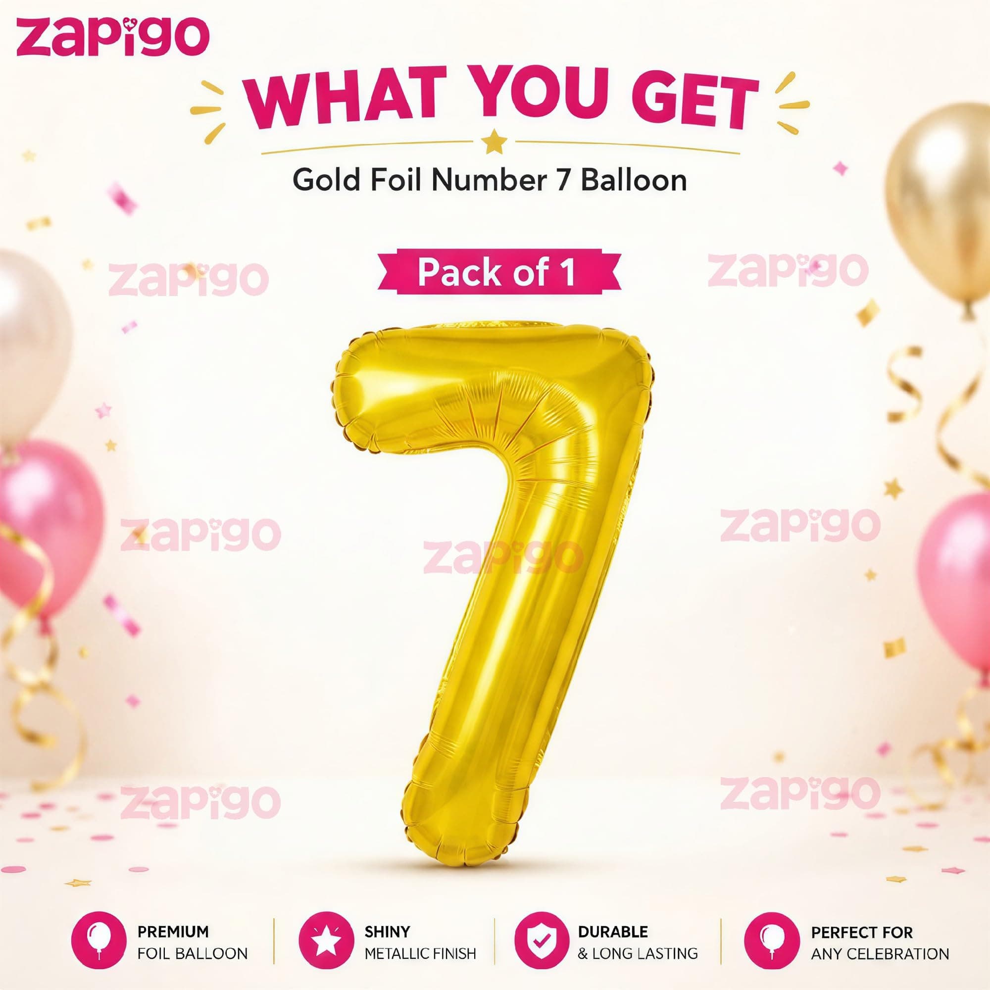 Balloonistics Gold Foil Number 7 Balloon – 16 Inch Golden Foil Number for Custom Age, Year & Phrase Party Decoration (Number 7) thumbnail 2
