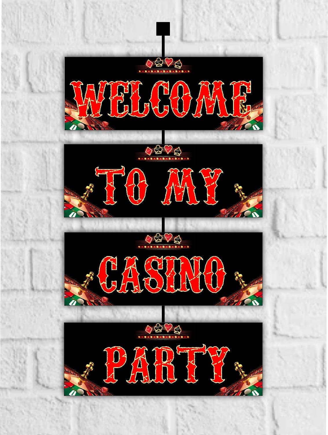 Balloonistics Casino Theme Welcome Board (2.3 Feet) - Las Vegas Style Hanging Entrance Decoration for Birthday Parties & Poker Nights - Large Cardstock Welcome Sign with Ribbons for Indoor & Outdoor Use (Welcome Outdoor Board) thumbnail 1