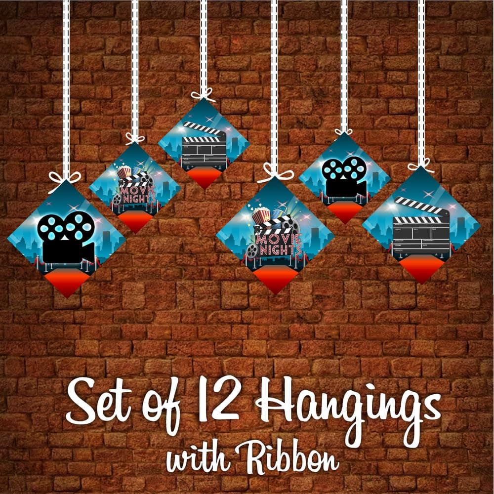 Balloonistics Bollywood Theme Happy Birthday Hanging Decorations - Pack of 12 Double-Sided Cardstock Swirls - Filmy Drama, Masala & Cinema Party Supplies, Indian Movie Night Photo Booth Props (Hangings - Pack of 12) thumbnail 4