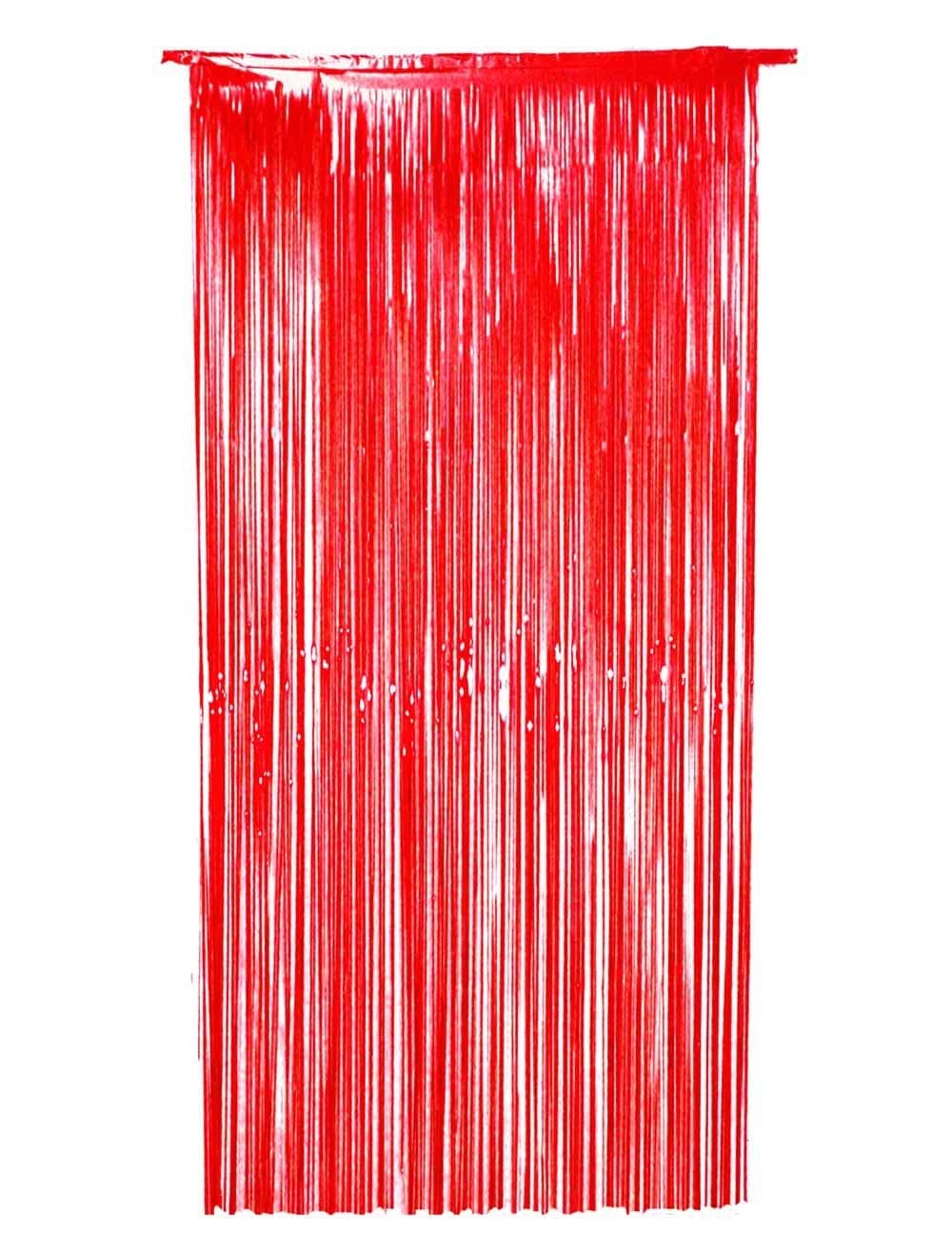 Balloonistics Red Metallic Fringe Foil Curtain – 3 × 6 Feet Shimmer Tinsel Backdrop for Birthday, Valentine’s Day, Diwali & Festive Party Decoration (Red) thumbnail 1