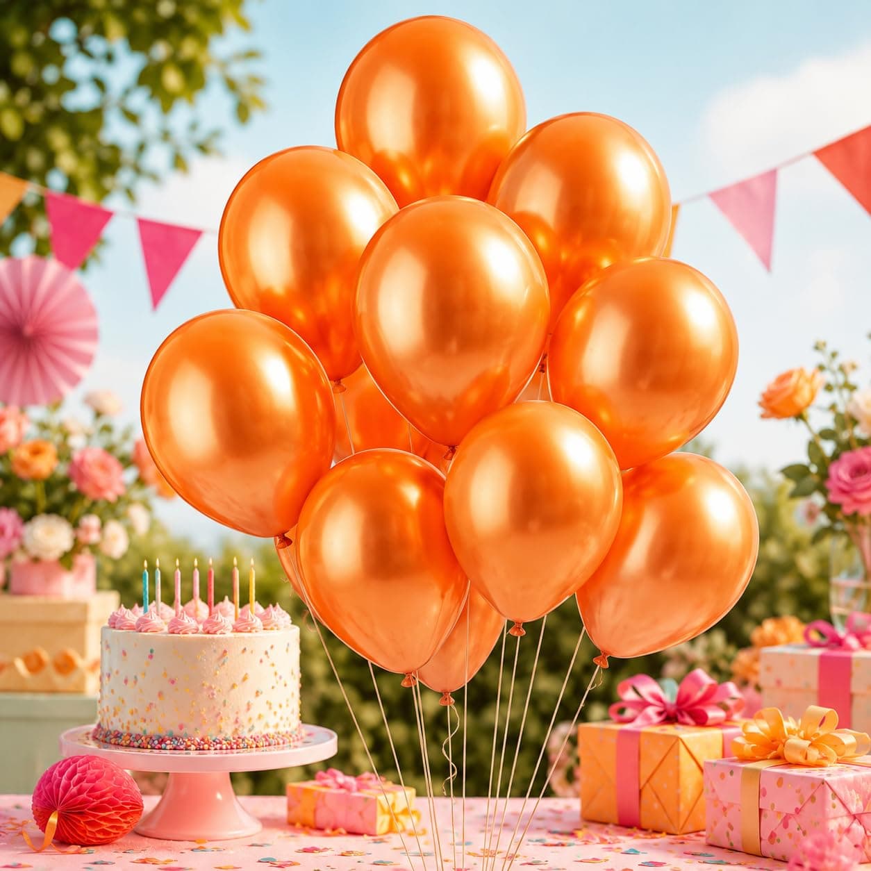 Balloonistics 10 Inch HD Metallic Shiny Balloons for Birthday Decoration, Decoration for Weddings, Engagement, Baby Shower, 1st Birthday, Anniversary, Birthday Party (Pack Of 50) (Orange) thumbnail 1