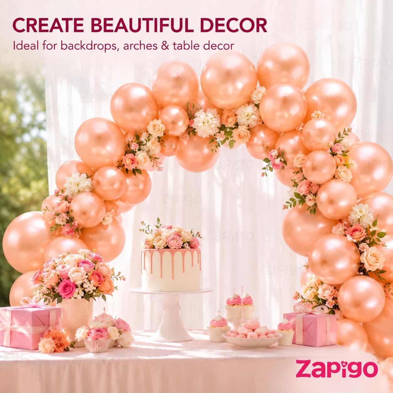Balloonistics 10 Inch HD Metallic Shiny Balloons for Birthday Decoration, Decoration for Weddings, Engagement, Baby Shower, 1st Birthday, Anniversary, Birthday Party (Pack Of 50) (Peach) thumbnail 6