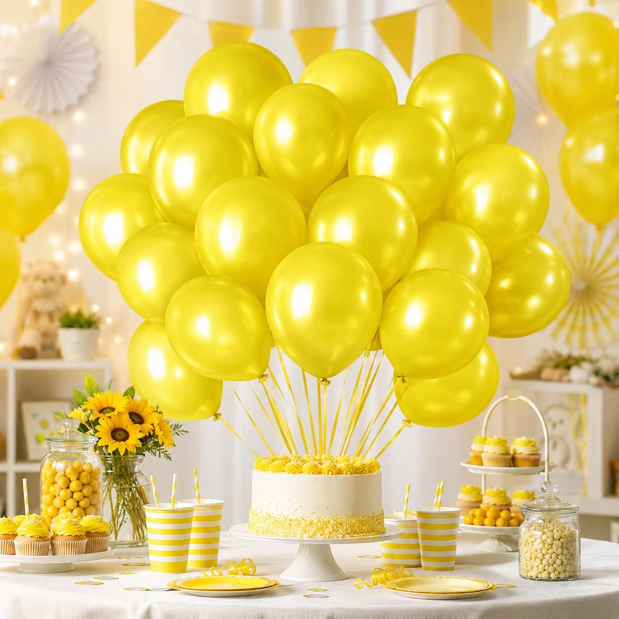 Balloonistics 10 Inch HD Metallic Shiny Balloons for Birthday Decoration, Decoration for Weddings, Engagement, Baby Shower, 1st Birthday, Anniversary, Birthday Party (Pack Of 50) (Yellow) thumbnail 1