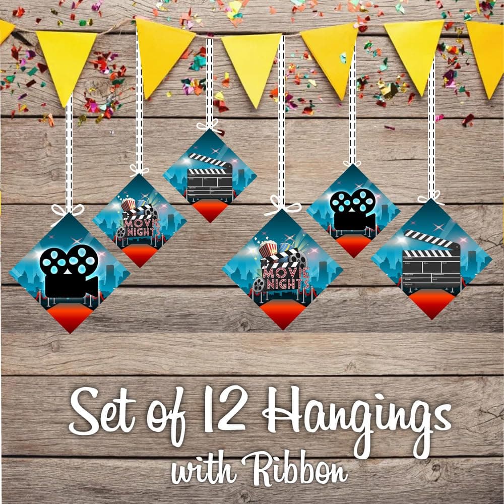 Balloonistics Bollywood Theme Happy Birthday Hanging Decorations - Pack of 12 Double-Sided Cardstock Swirls - Filmy Drama, Masala & Cinema Party Supplies, Indian Movie Night Photo Booth Props (Hangings - Pack of 12) thumbnail 1
