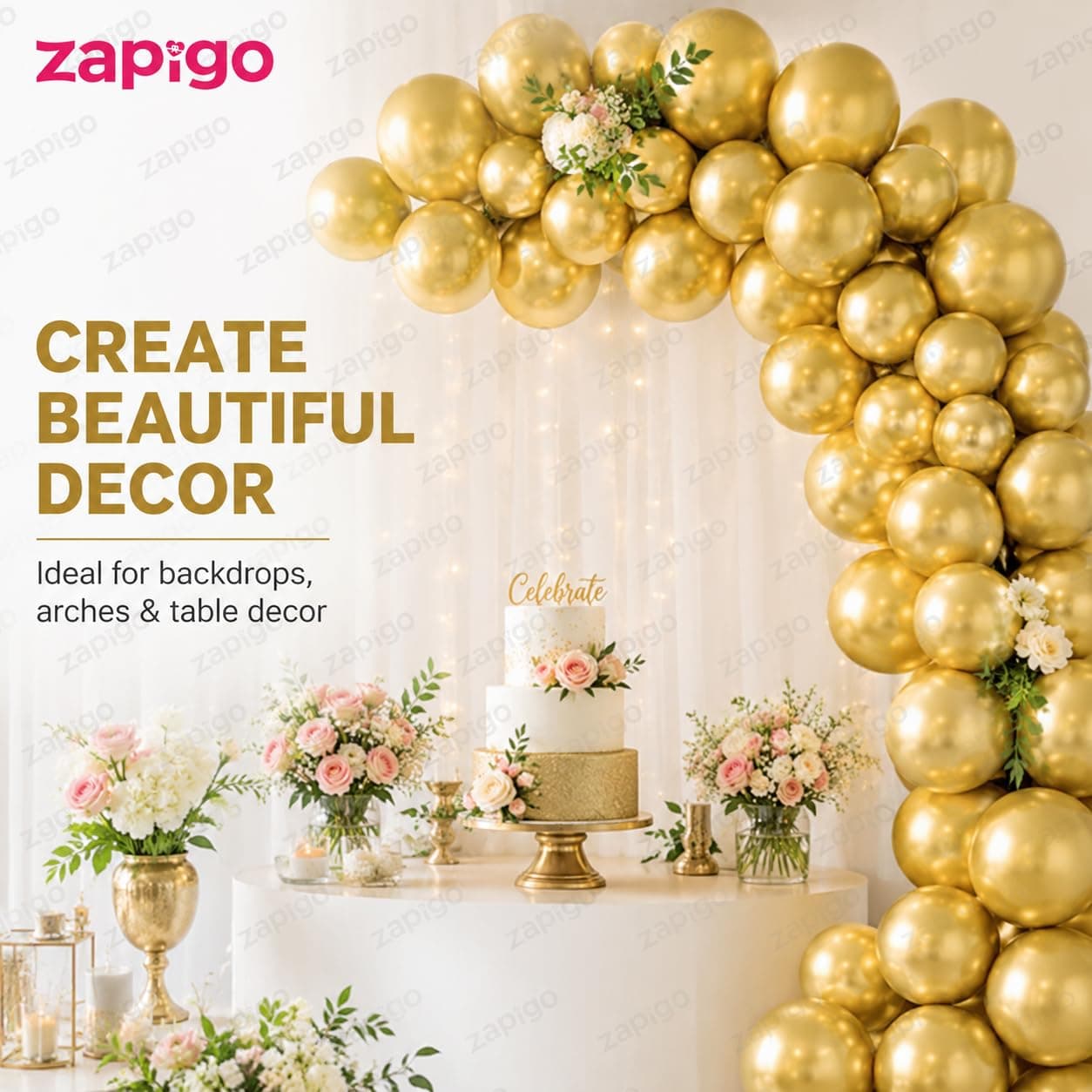 Balloonistics 25-Pack Metallic Pearl Finish Gold Latex Balloons – Shiny Warm Gold Balloons for Birthday, Wedding, Anniversary, Diwali & Festive Party Decoration thumbnail 6