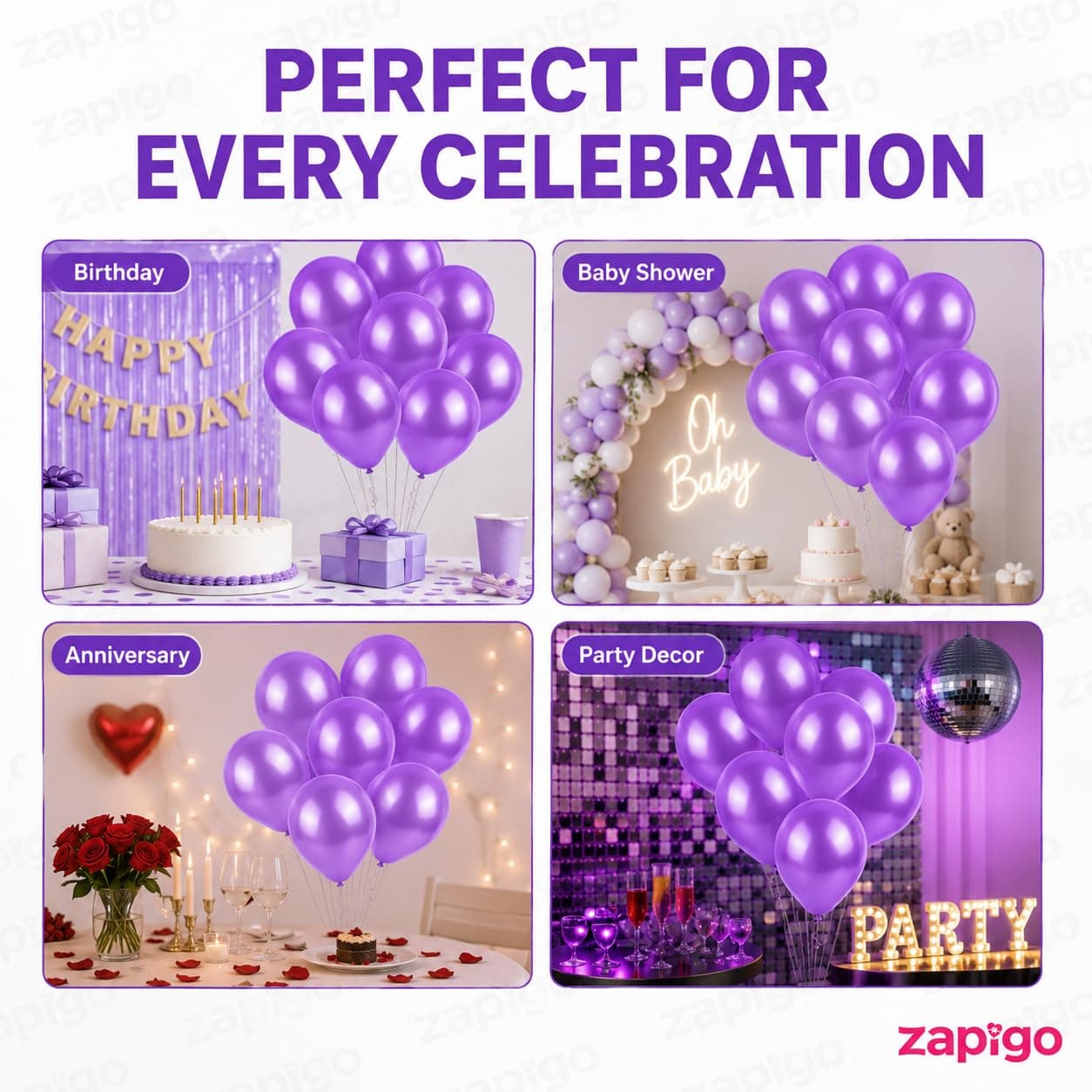 Balloonistics 25-Pack Purple Latex Balloons – Solid Colour Balloons for Birthday, Halloween, Royal Theme & Elegant Party Decoration thumbnail 5