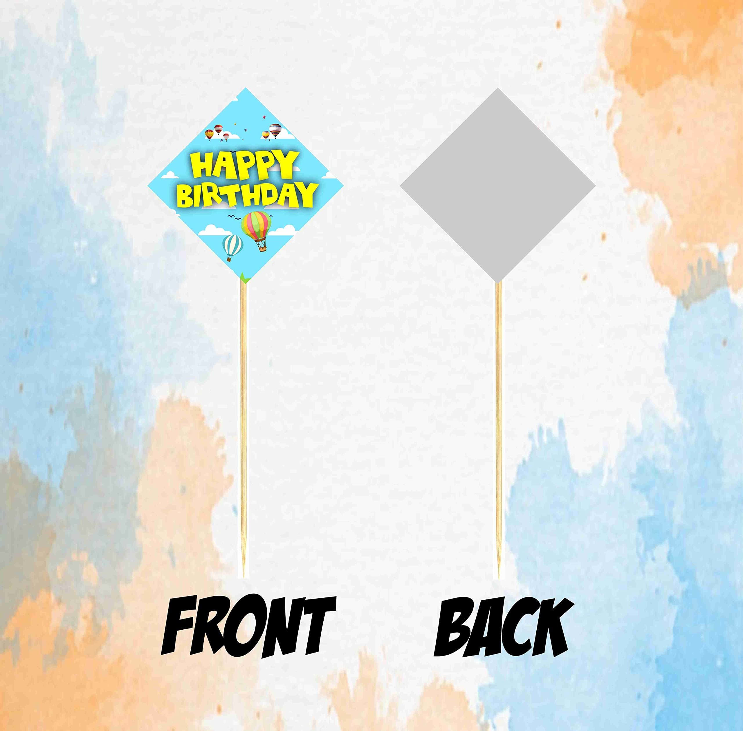 Balloonistics Hot Air Balloon Happy Birthday Cake Toppers -Up & Away Party Decorations - Premium Cardstock Pastel Sky & Cloud Figures on Bamboo Sticks (Cake Topper - Pack of 10) thumbnail 4