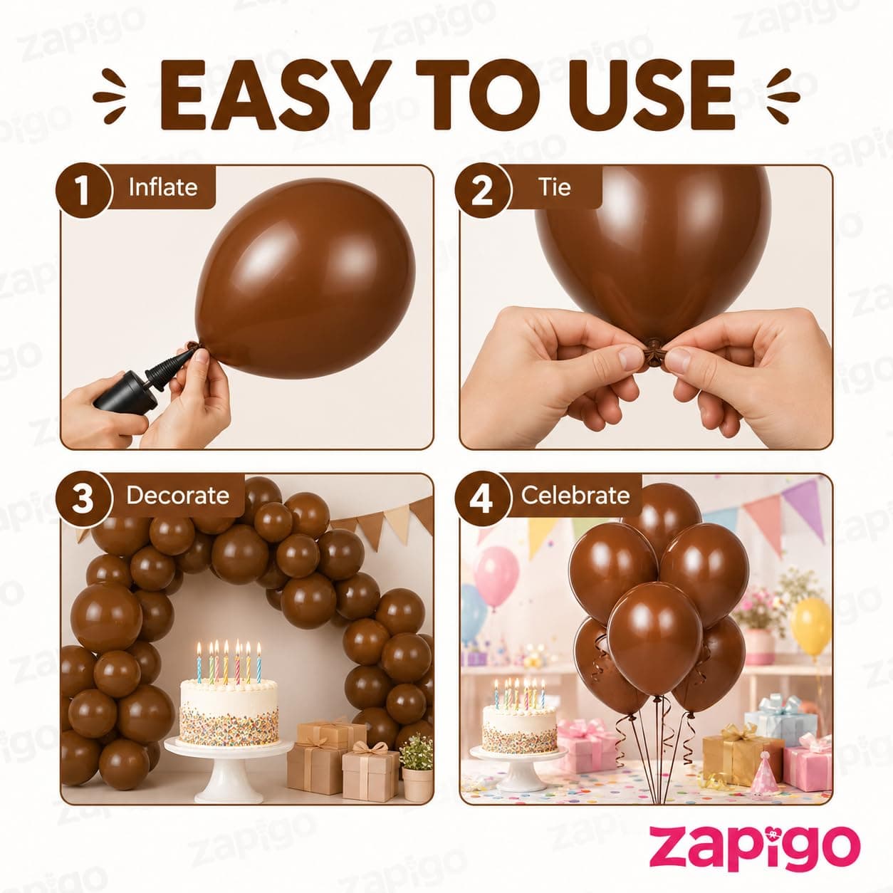 Balloonistics 10 Inch (Pack Of 50) Balloons for Birthday Decoration, Decoration for Weddings, Engagement, Baby Shower, 1st Birthday, Anniversary Party, Birthday Party supplies (Brown) thumbnail 7