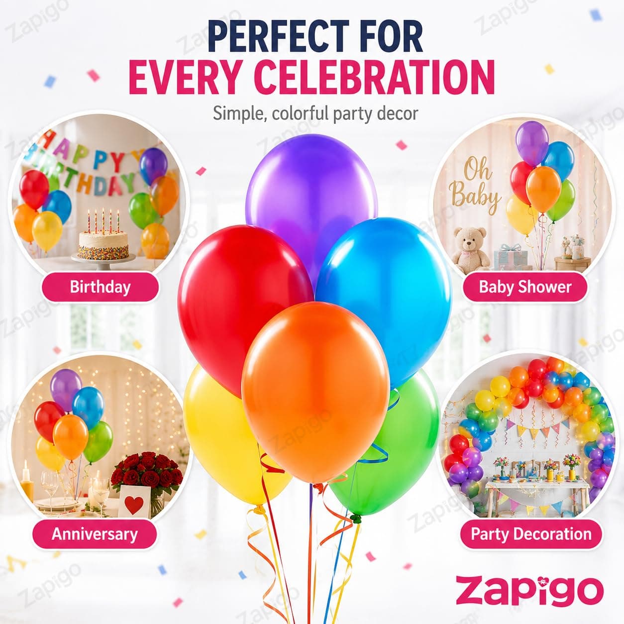 Balloonistics Jumbo Multi-Colour Latex Balloons – Pack of 70 Large Party Balloons for Birthday & Celebration Decorations thumbnail 5