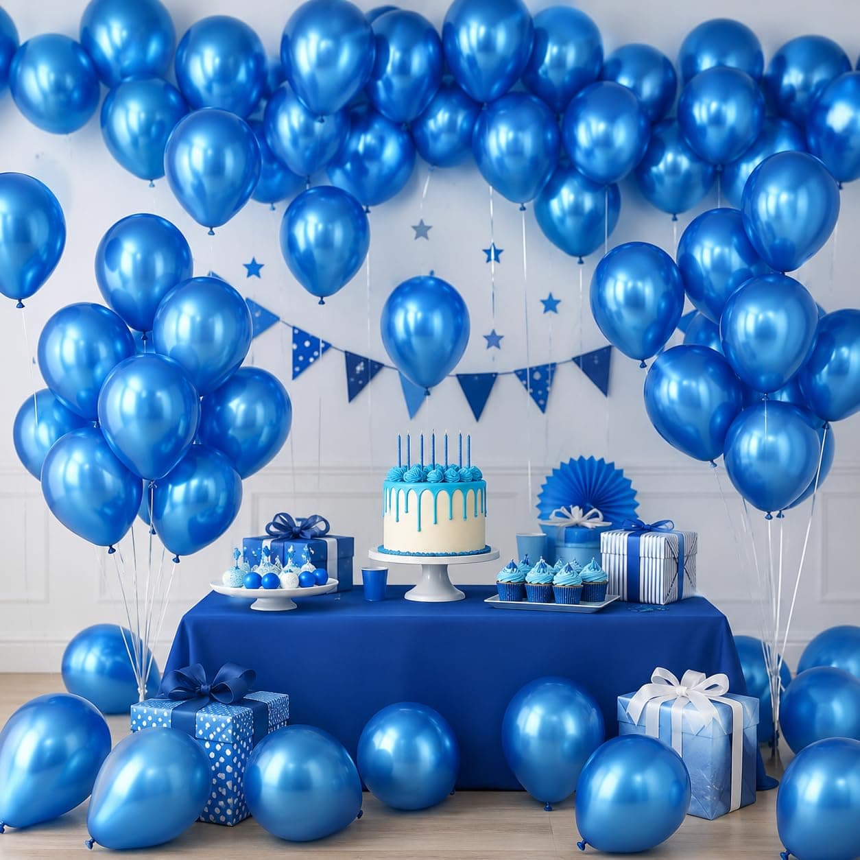 Balloonistics 10 Inch HD Metallic Shiny Balloons for Birthday Decoration, Decoration for Weddings, Engagement, Baby Shower, 1st Birthday, Anniversary, Birthday Party (Pack Of 50) (Blue) thumbnail 1