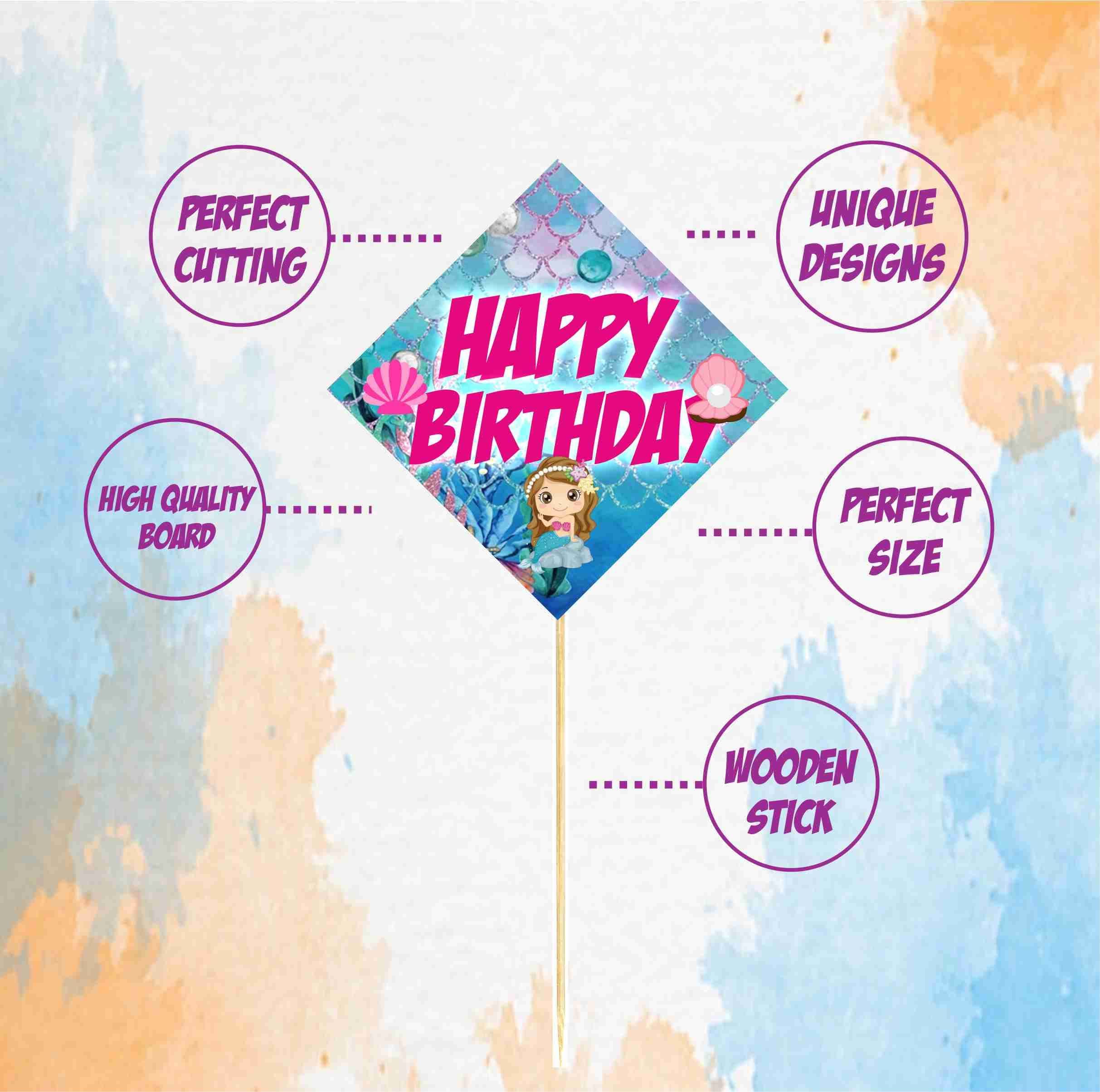 Balloonistics Mermaid Cake Toppers Premium Cardstock Cupcake Picks with Bamboo Sticks Under the Sea Birthday Decorations (Cake Topper - Pack of 10) thumbnail 5