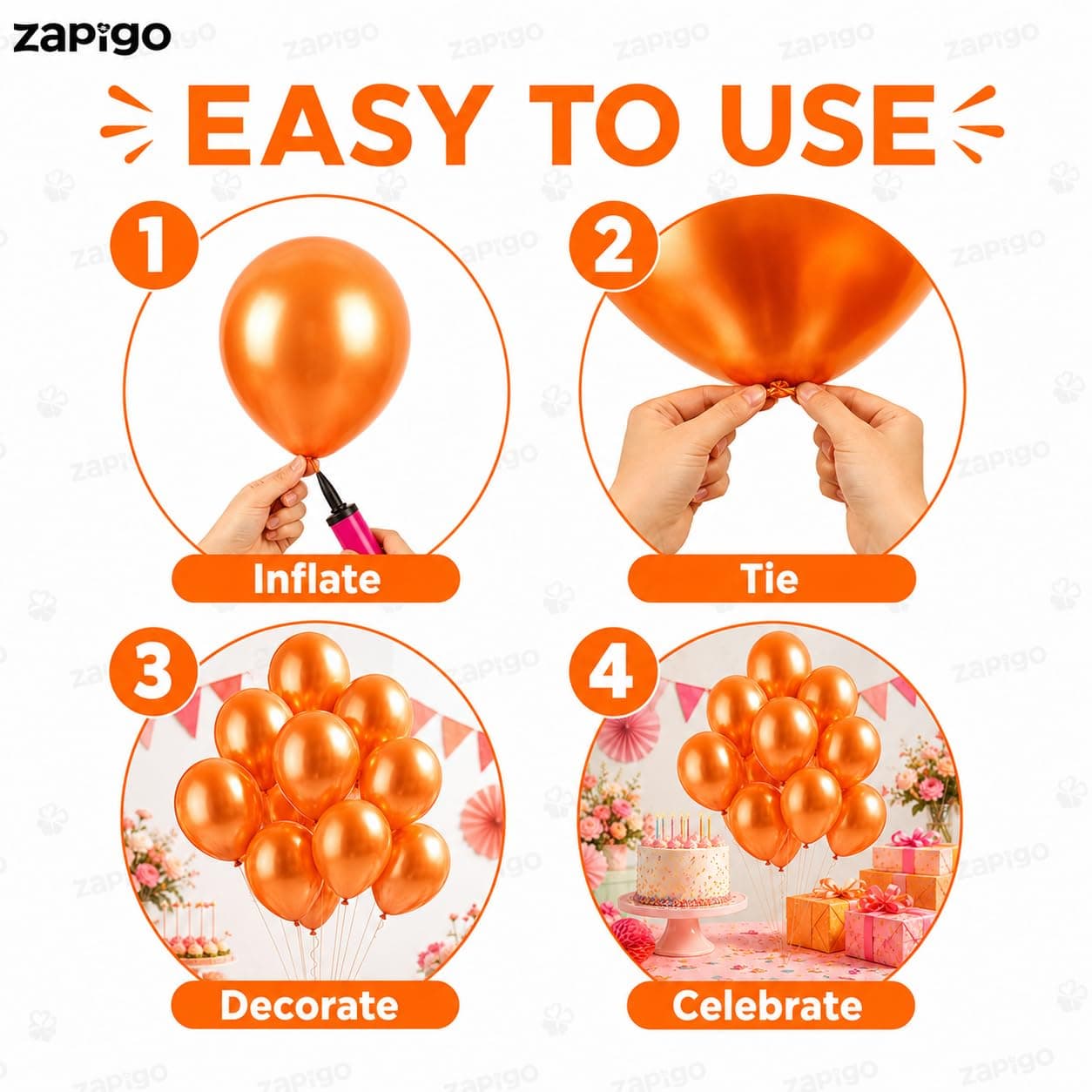 Balloonistics 10 Inch HD Metallic Shiny Balloons for Birthday Decoration, Decoration for Weddings, Engagement, Baby Shower, 1st Birthday, Anniversary, Birthday Party (Pack Of 50) (Orange) thumbnail 7