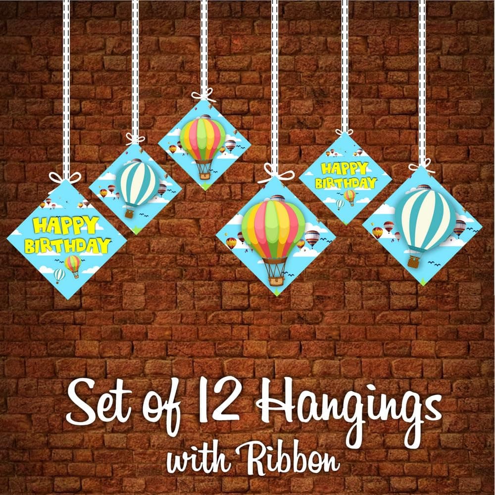 Balloonistics Hot Air Balloon Theme Party Hangings - Pack of 12 Up & Away Ceiling Decorations - Premium Cardstock Double-Sided Pastel Sky & Cloud Cutouts, Whimsical Birthday. (Hangings - Pack of 12) thumbnail 5