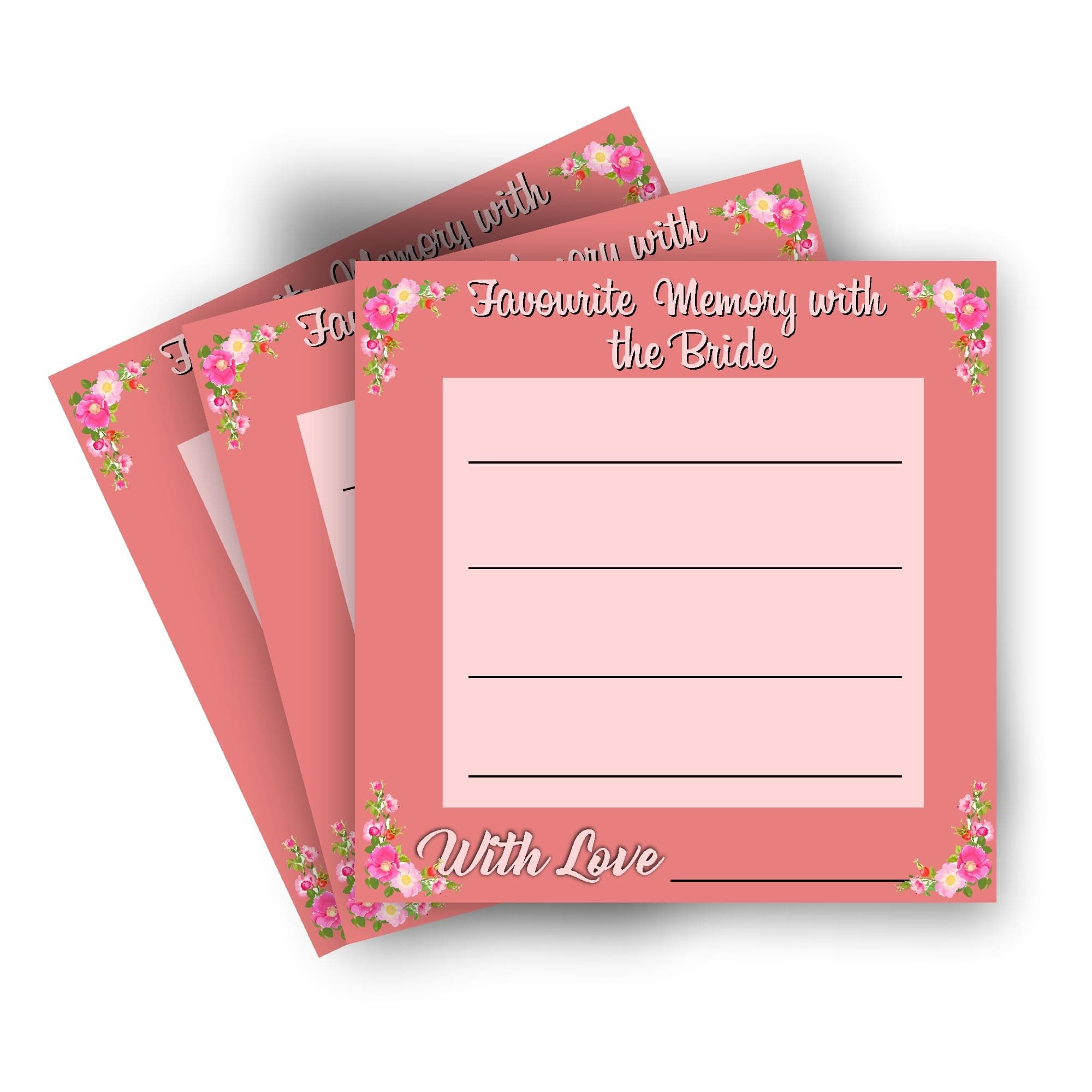 Balloonistics Favourite Memory with the Bride Cards – Pack of 20 – Pink Floral Keepsake for Bridal Showers & Bachelorette Parties – Premium 4x4 Inch Cardstock Wedding Activity thumbnail 1