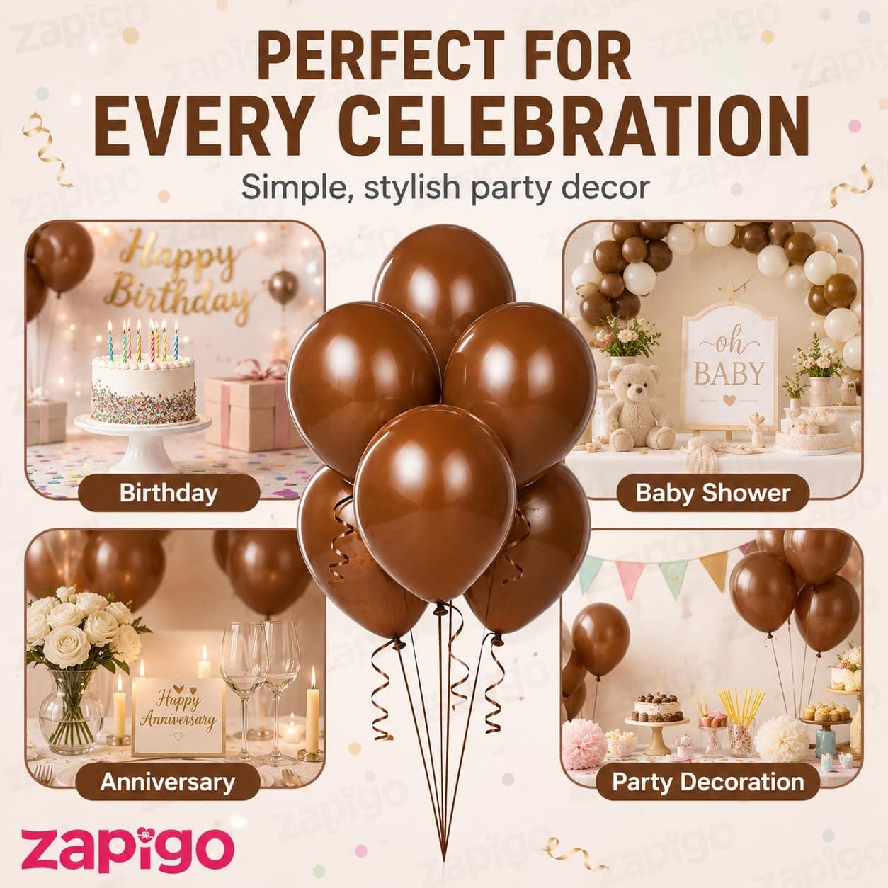Balloonistics 25-Pack Brown Latex Balloons – Solid Colour Balloons for Chocolate Theme, Safari Party, Autumn & Earthy Celebration Decoration thumbnail 6