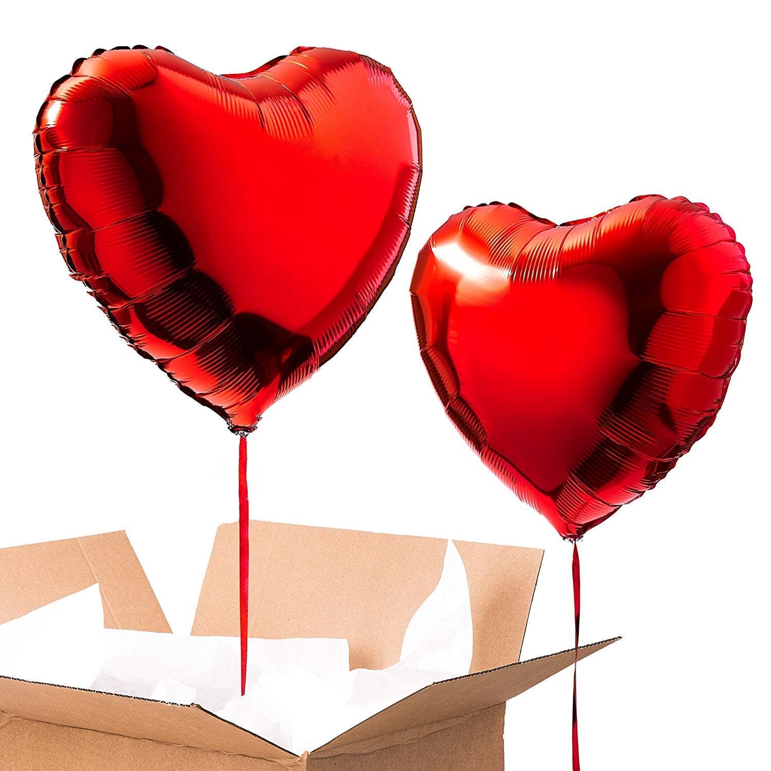 Balloonistics 18-Inch Red Heart Shape Foil Balloon – Pack of 2 Metallic Love Heart Balloons for Valentine’s Day, Anniversary & Romantic Party Decoration thumbnail 1