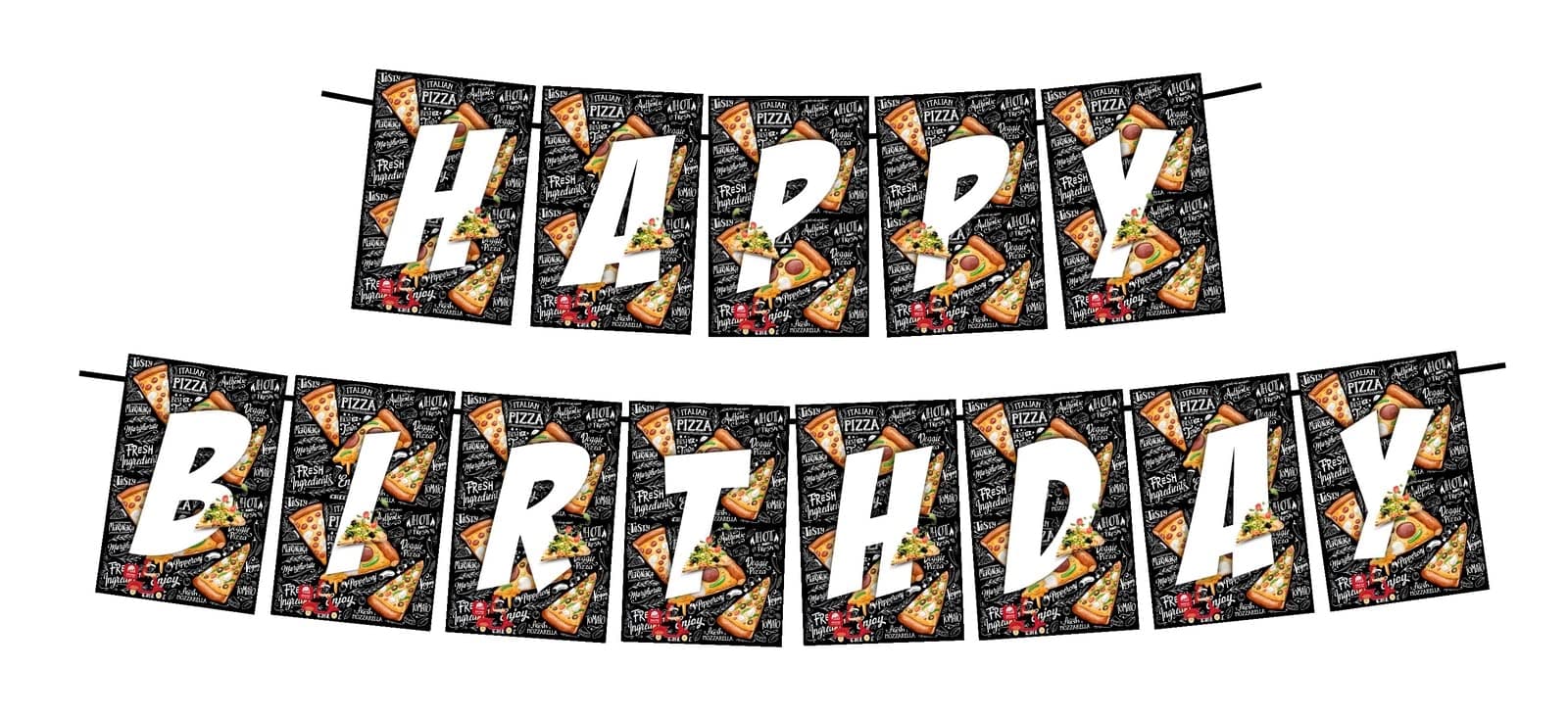 Balloonistics Pizza Theme Happy Birthday Banner - Cheesy & Delicious Cardstock Bunting for Pizza Lovers - Pepperoni, Slice & Party Pie Decorations, "Any Way You Slice It" Backdrop thumbnail 1