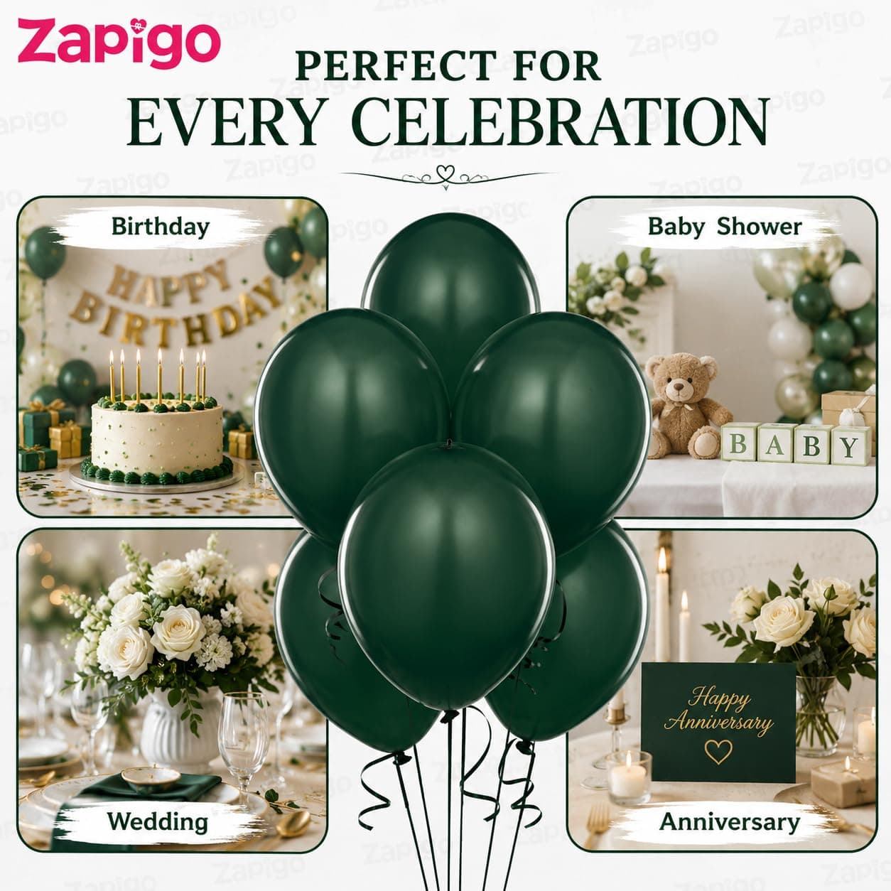 Balloonistics 10 Inch HD Metallic Shiny Balloons for Birthday Decoration, Decoration for Weddings, Engagement, Baby Shower, 1st Birthday, Anniversary, Birthday Party (Pack Of 50) (Green) thumbnail 5