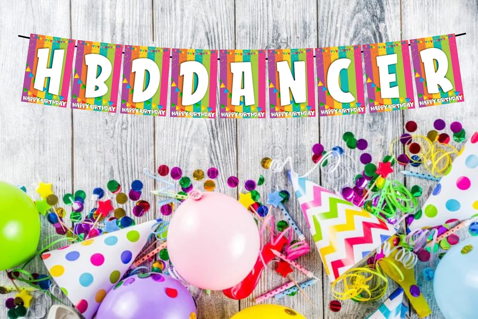 Balloonistics HBD Dancer Happy Birthday Banner - Vibrant Rainbow & Bunting Cardstock Bunting - Dance Studio, Recital & Performer Decorations, "Happy Birthday Dancer" Backdrop thumbnail 2