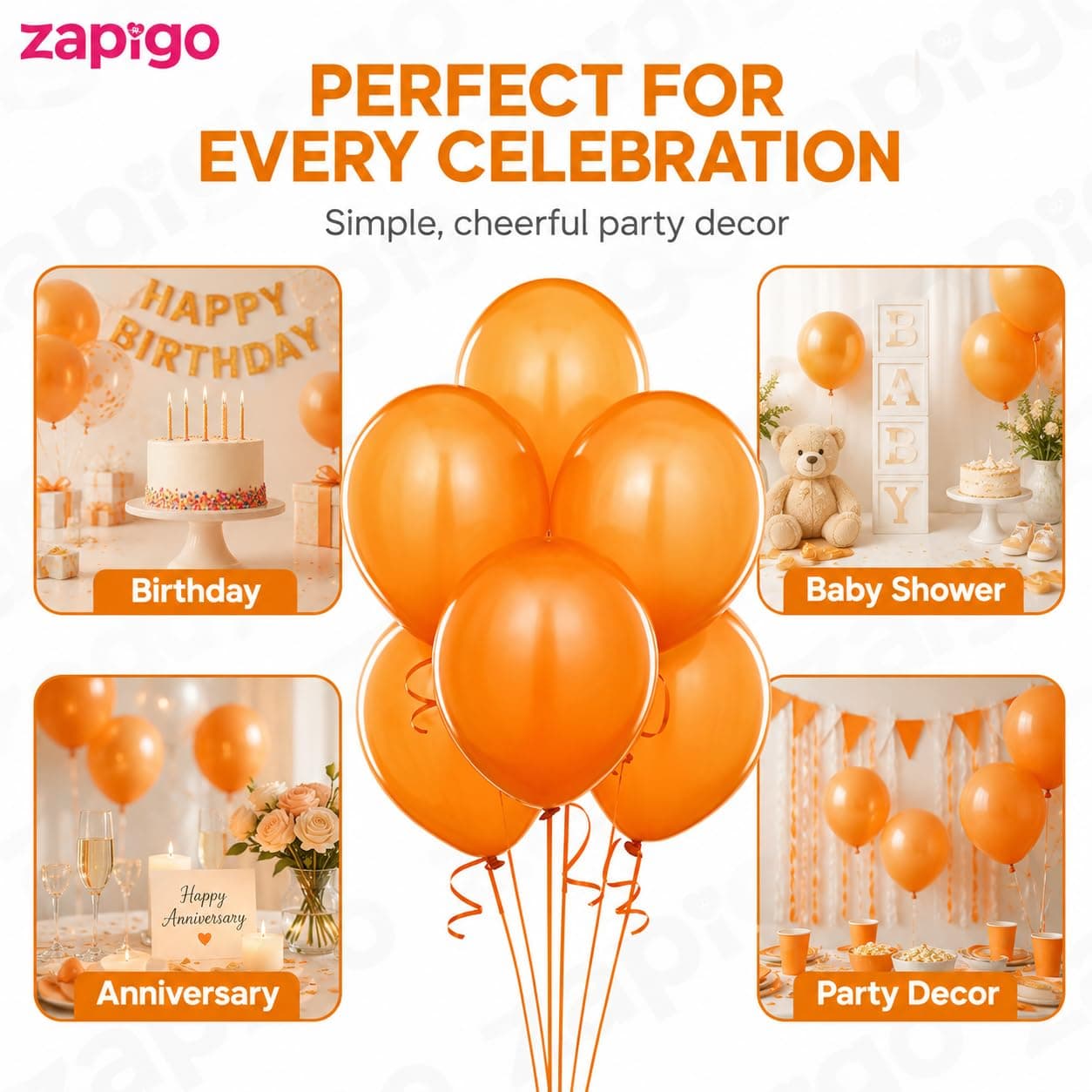 Balloonistics 10 Inch (Pack Of 50) Balloons for Birthday Decoration, Decoration for Weddings, Engagement, Baby Shower, 1st Birthday, Anniversary Party, Birthday Party supplies (Orange) thumbnail 5