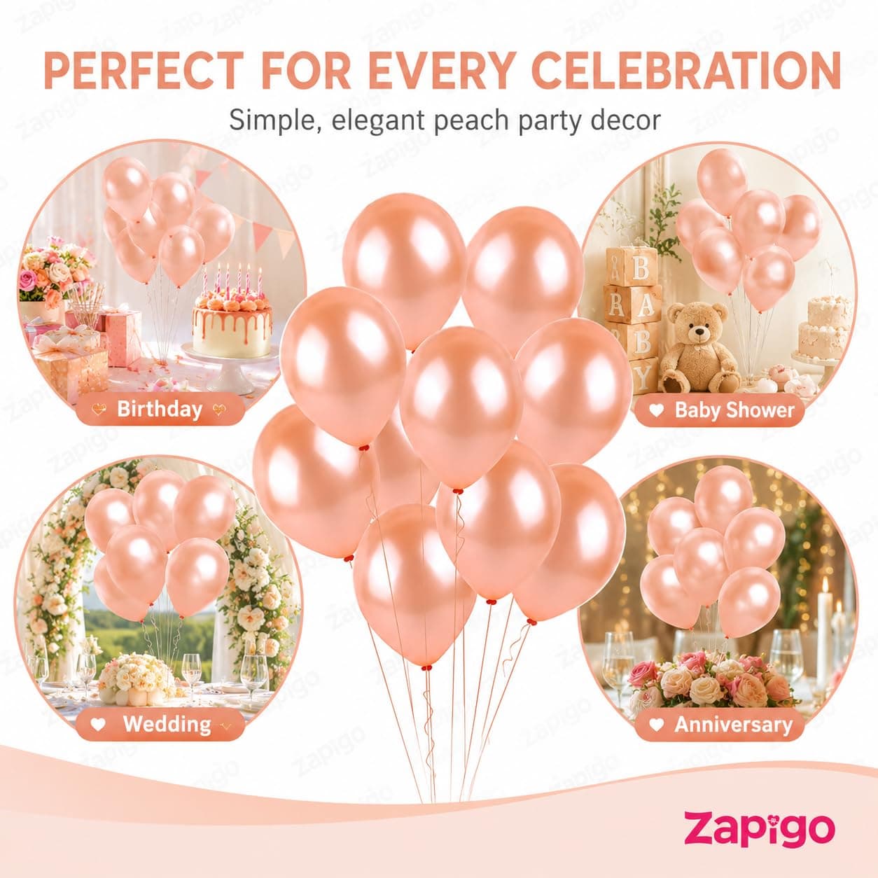 Balloonistics 25-Pack Metallic Pearl Finish Peach Latex Balloons – Shiny Soft Peach Balloons for Baby Shower, Bridal Shower, Boho Party & Elegant Decoration thumbnail 5