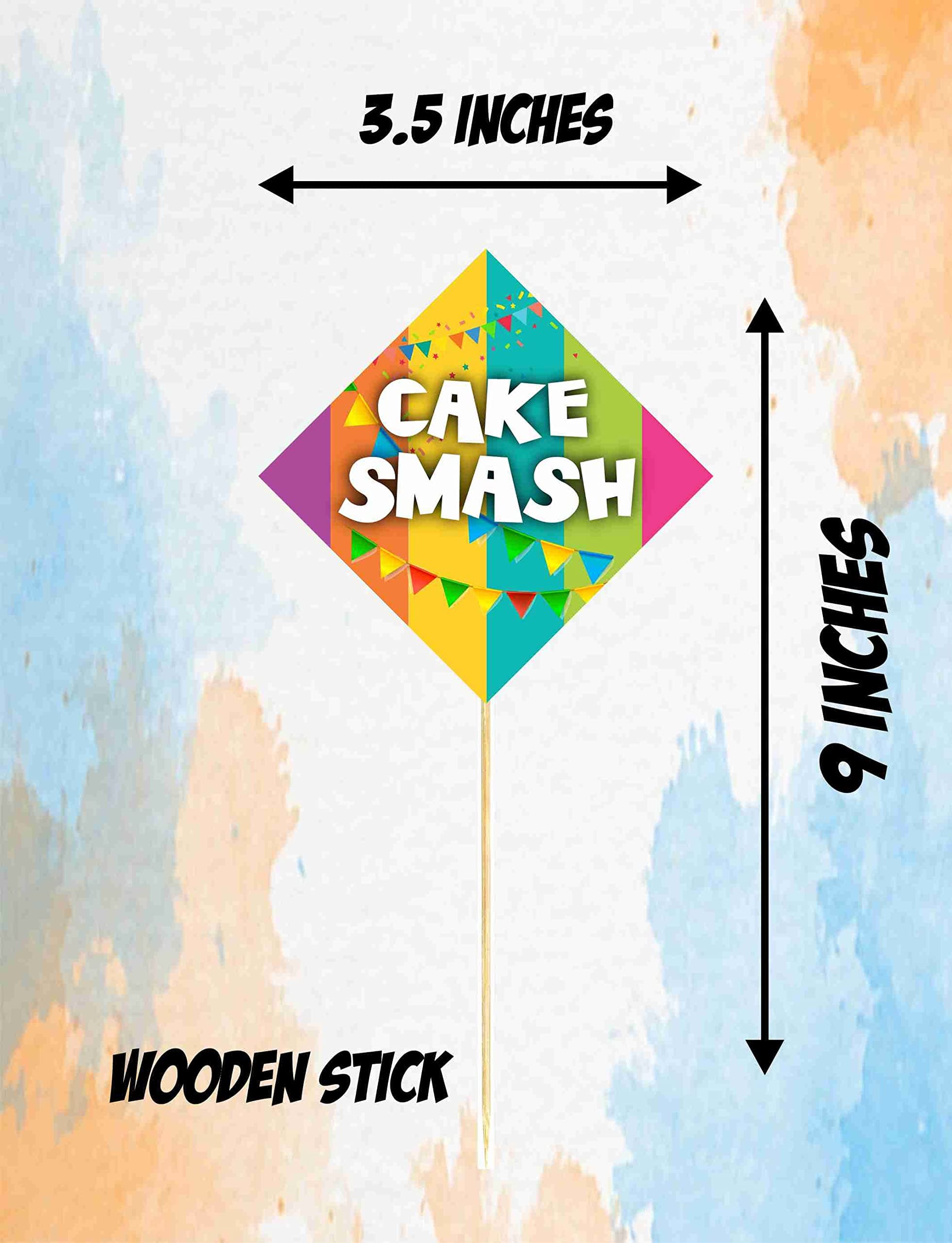 Balloonistics Cake Smash Theme Birthday Cake Topper Set Premium Cardstock Decorations for Birthdays & Party Includes Bamboo Sticks (Cake Topper - Pack of 10) thumbnail 3