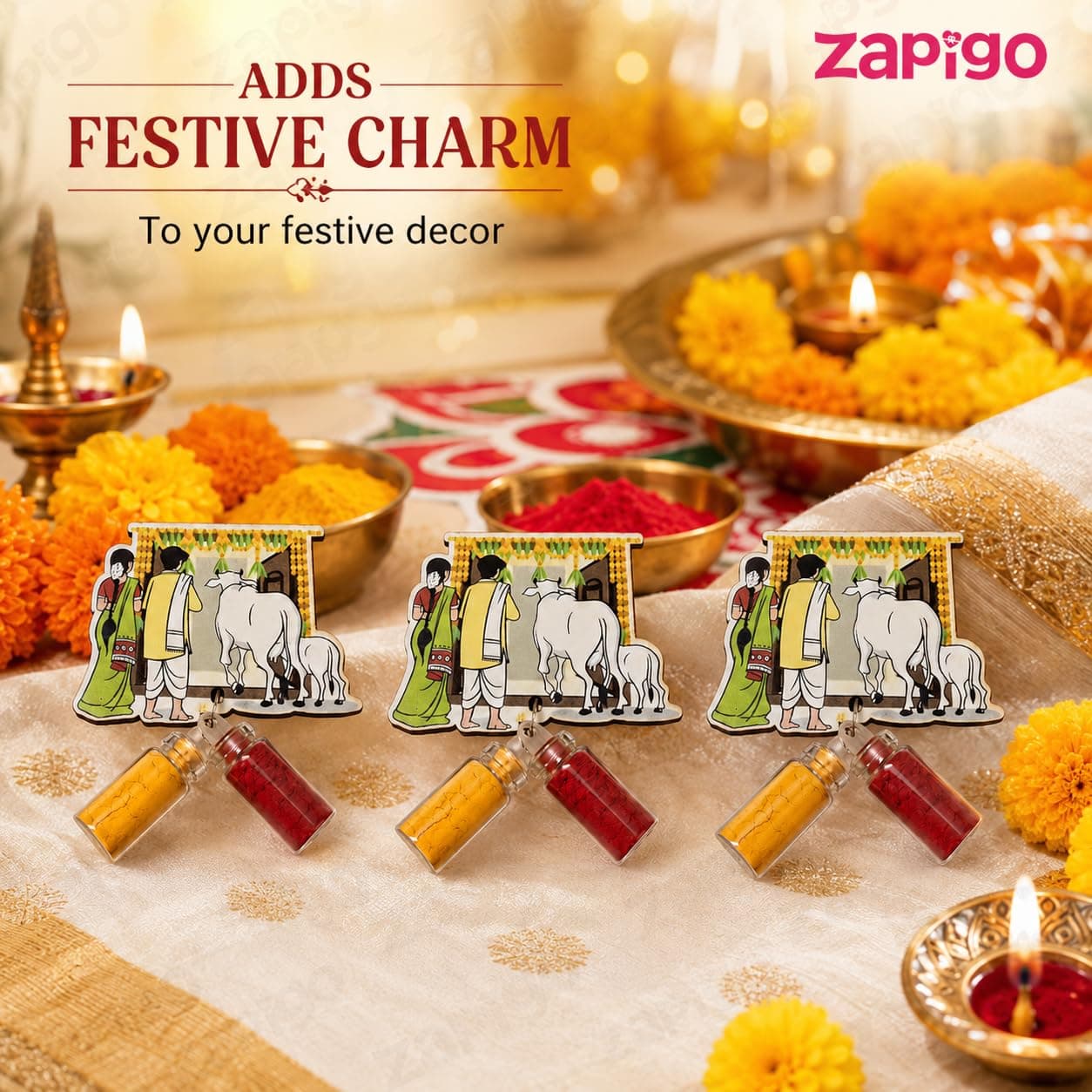 Habba House Warming Haldi Kumkum Set for Guests, Printed Cut-Out with Mini Dome Glass Bottles of Haldi & Kumkum, Traditional Griha Pravesh Return Gift (Gruhapravesam, Vaastu), Pack of 10 thumbnail 8