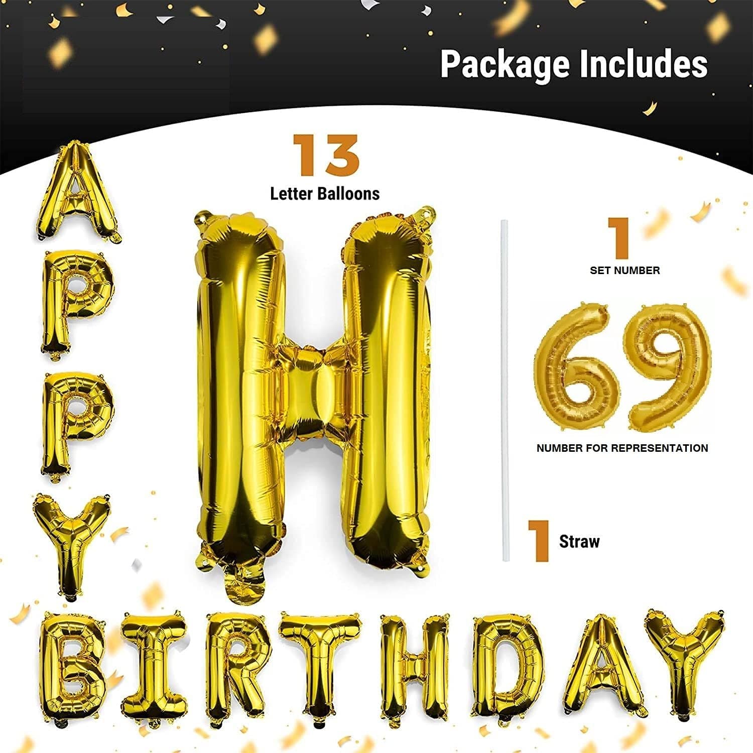 Balloonistics Happy 50th Birthday Gold Foil Balloon Combo – Number 50 Balloon Set for Photo Booth & Party Decoration thumbnail 3