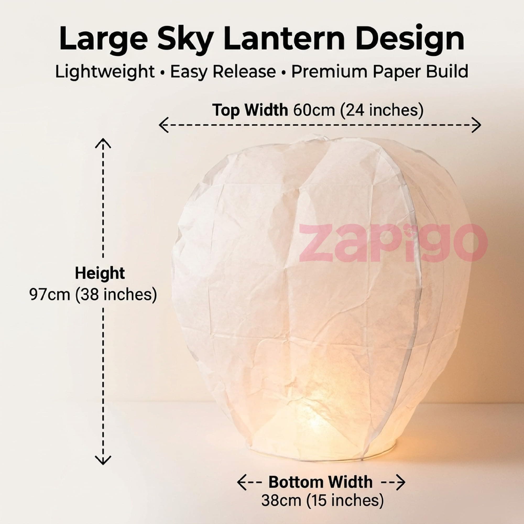 Balloonistics Sky Lantern Pack of 1 | Biodegradable Flying Paper Lantern for Weddings, Birthday Parties, Diwali, New Year & Celebration Decor | Easy Release Wish Lantern thumbnail 5