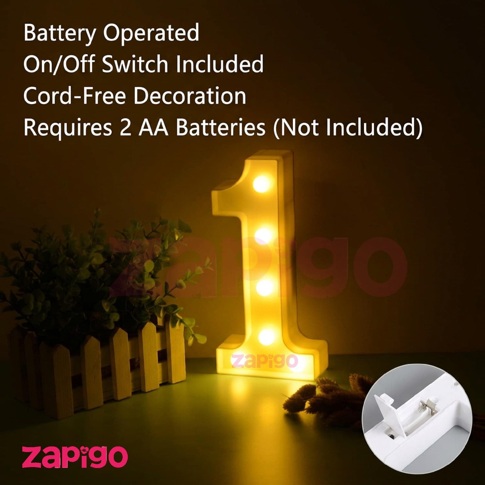 Balloonistics LED Marquee Number 14 Light - Cordless Battery-Operated 8.66-Inch Warm Glow Sign for 14th Birthday, Anniversary, Wedding & Party Decoration thumbnail 4